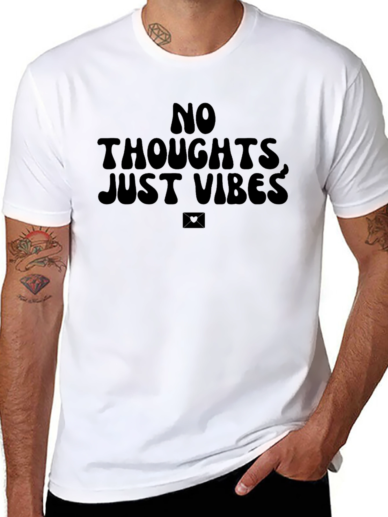 No Thoughts Just Vibes Graphic Tee - Black