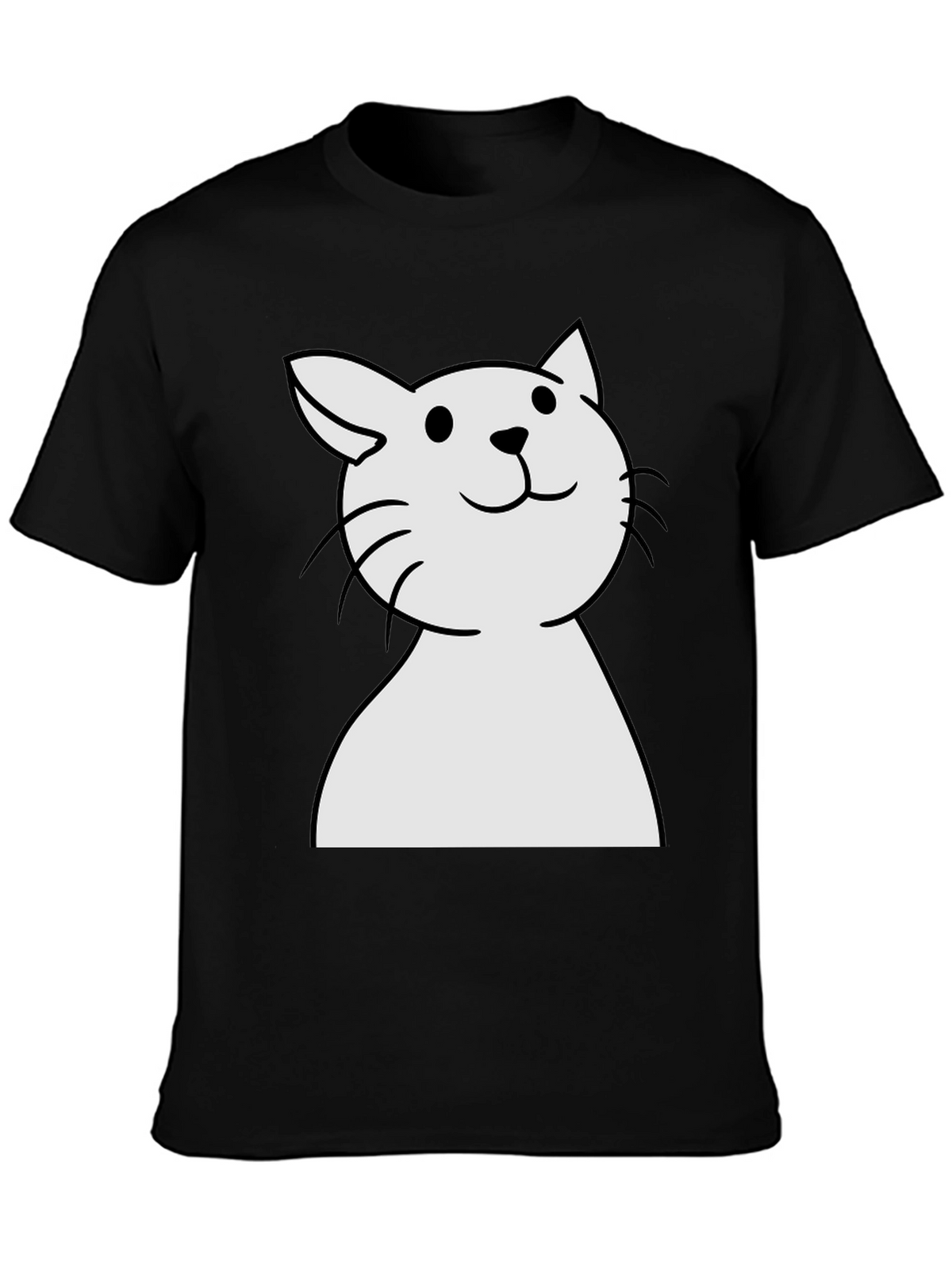 Cute Cat Graphic Black T-Shirt