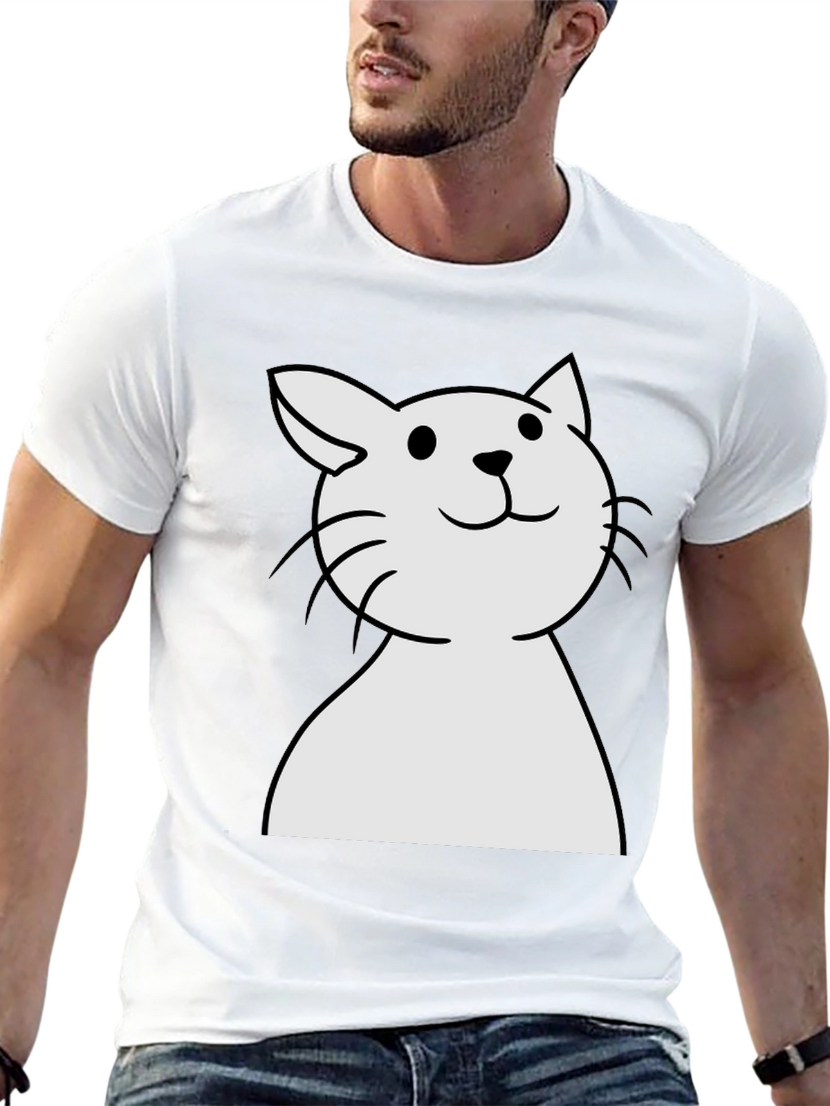 Cute Cat Graphic Black T-Shirt