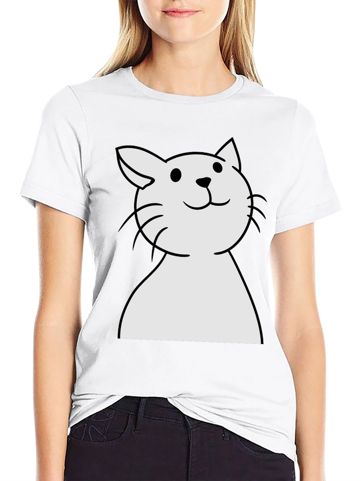 Cute Cat Graphic Black T-Shirt