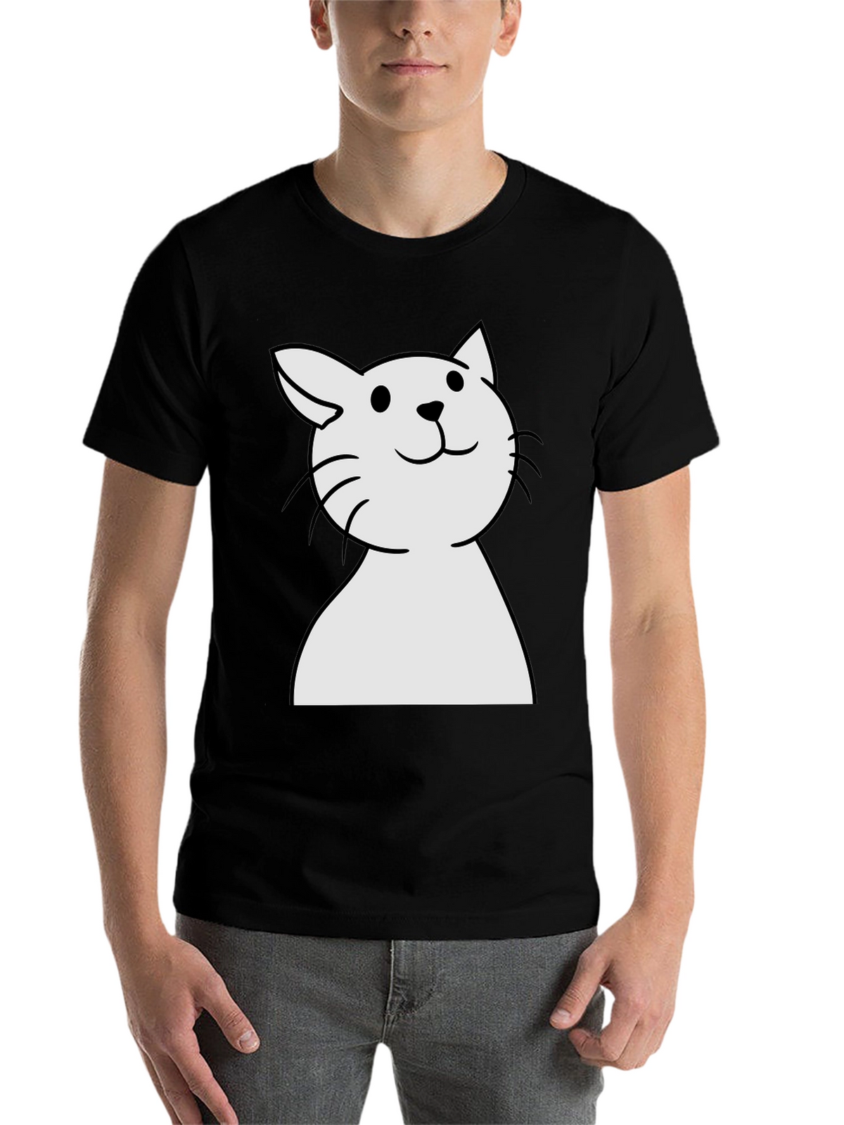 Cute Cat Graphic Black T-Shirt