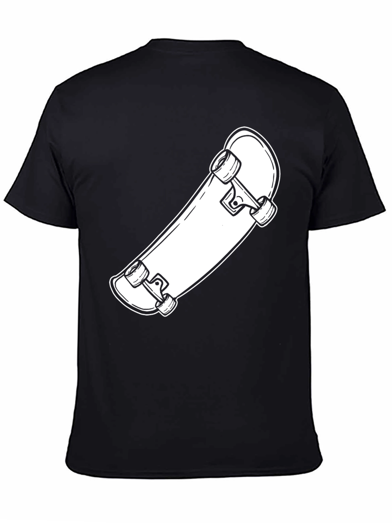 Skateboard Graphic Tee - Black Cotton Casual Wear