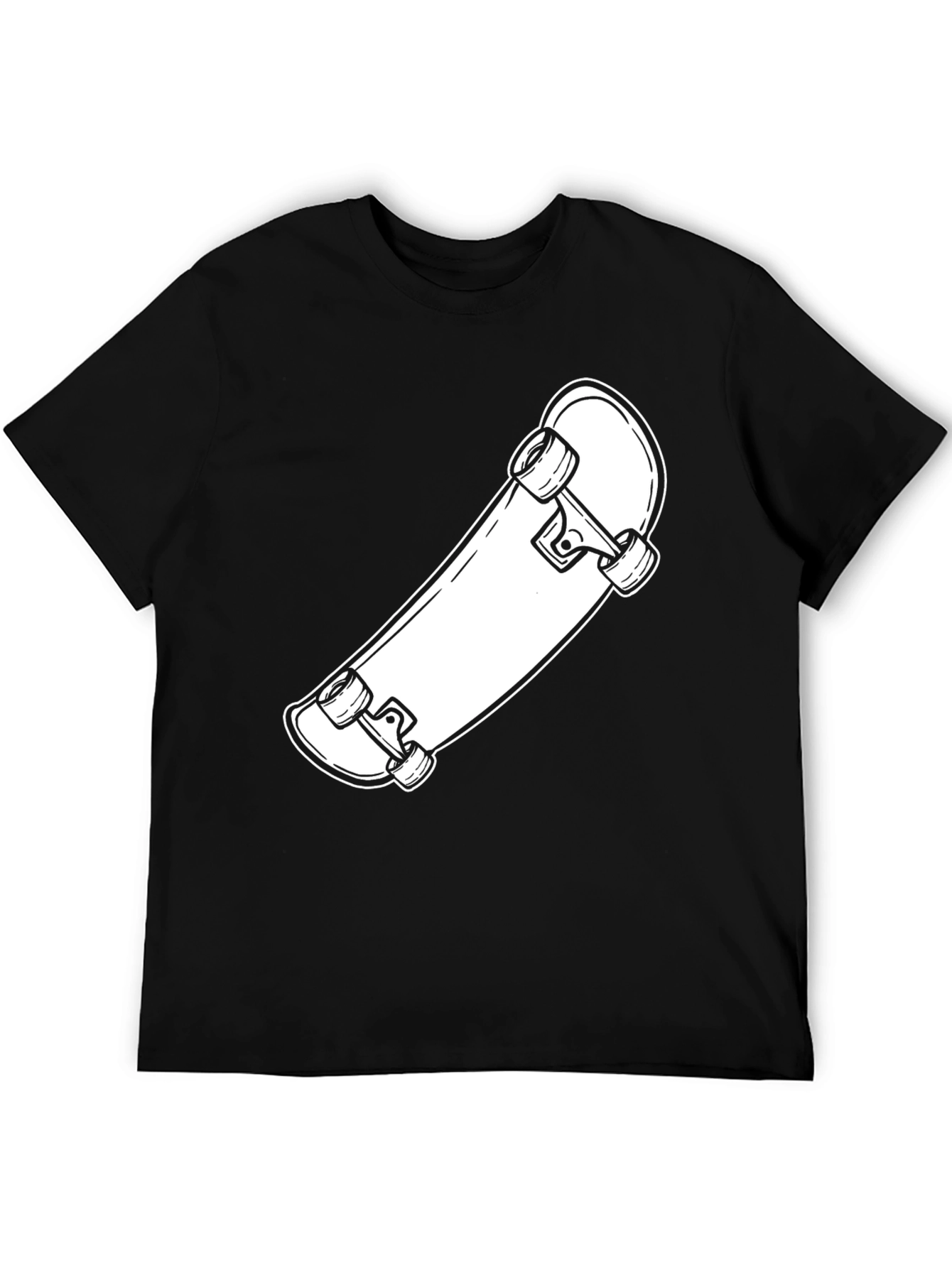 Skateboard Graphic Tee - Black Cotton Casual Wear