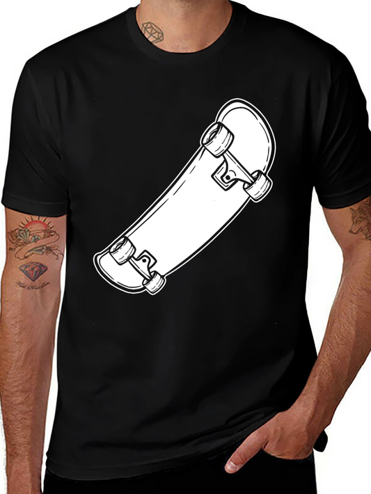 Skateboard Graphic Tee - Black Cotton Casual Wear