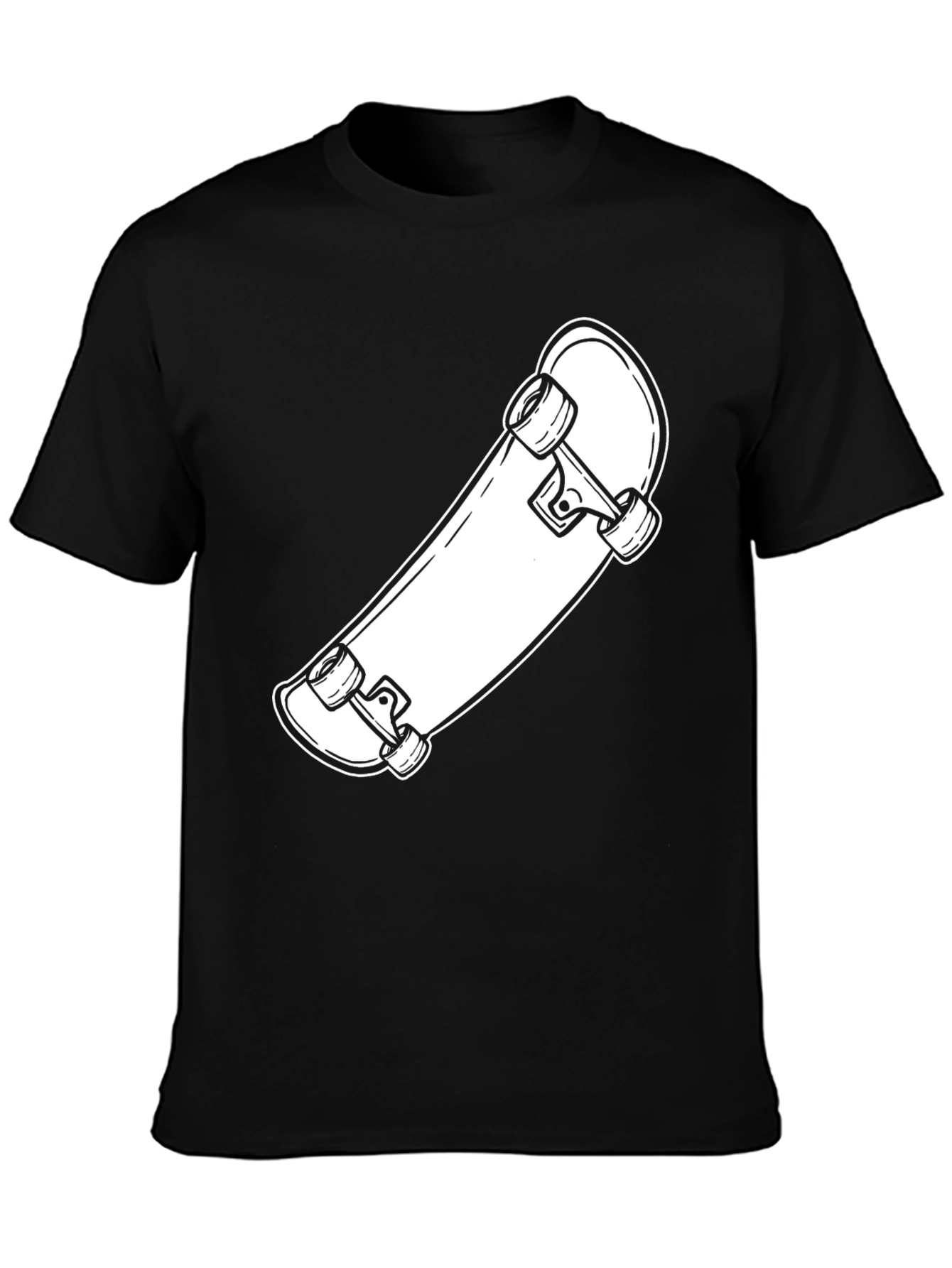 Skateboard Graphic Tee - Black Cotton Casual Wear