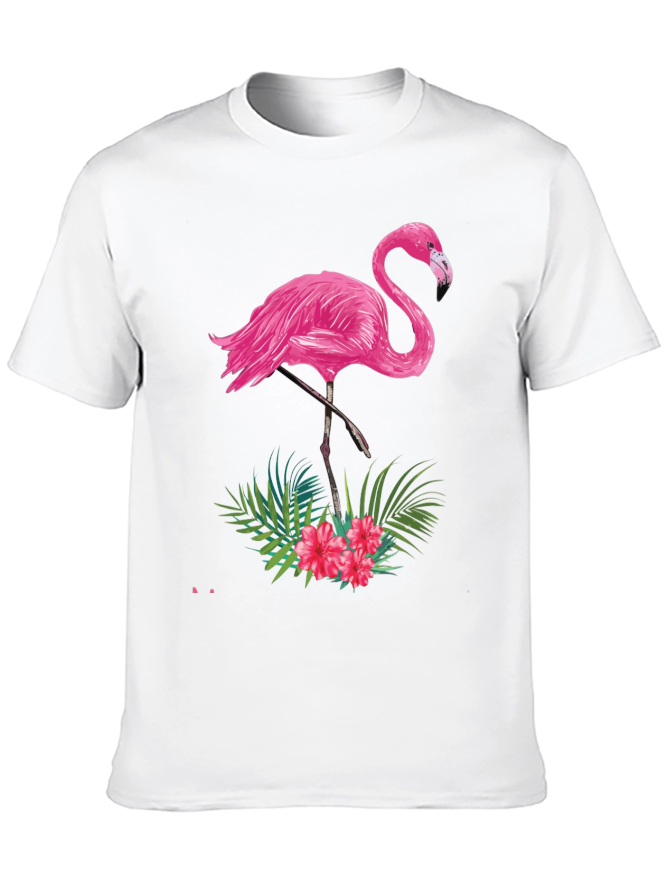 Tropical Flamingo Graphic Tee - Black