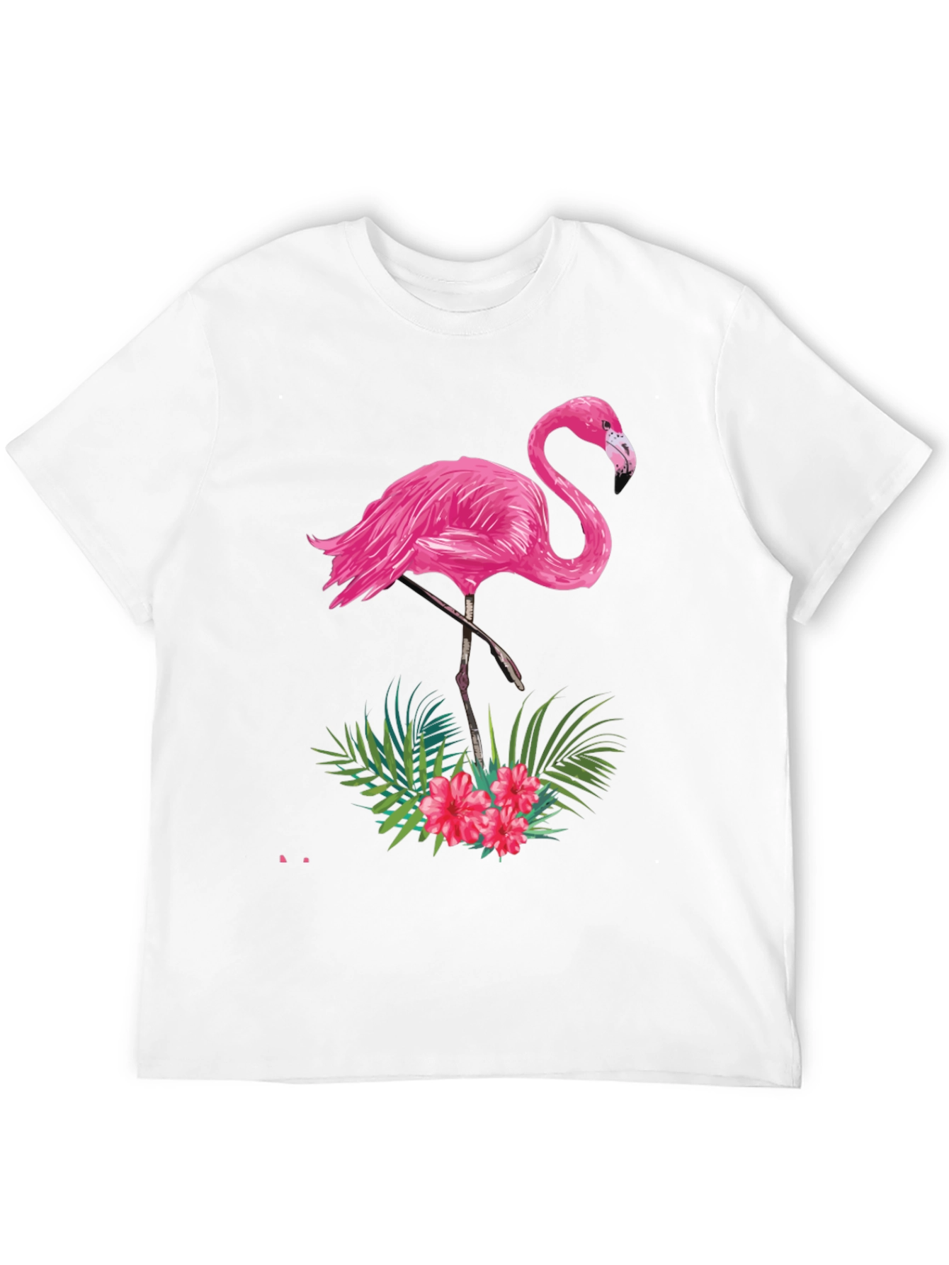 Tropical Flamingo Graphic Tee - Black