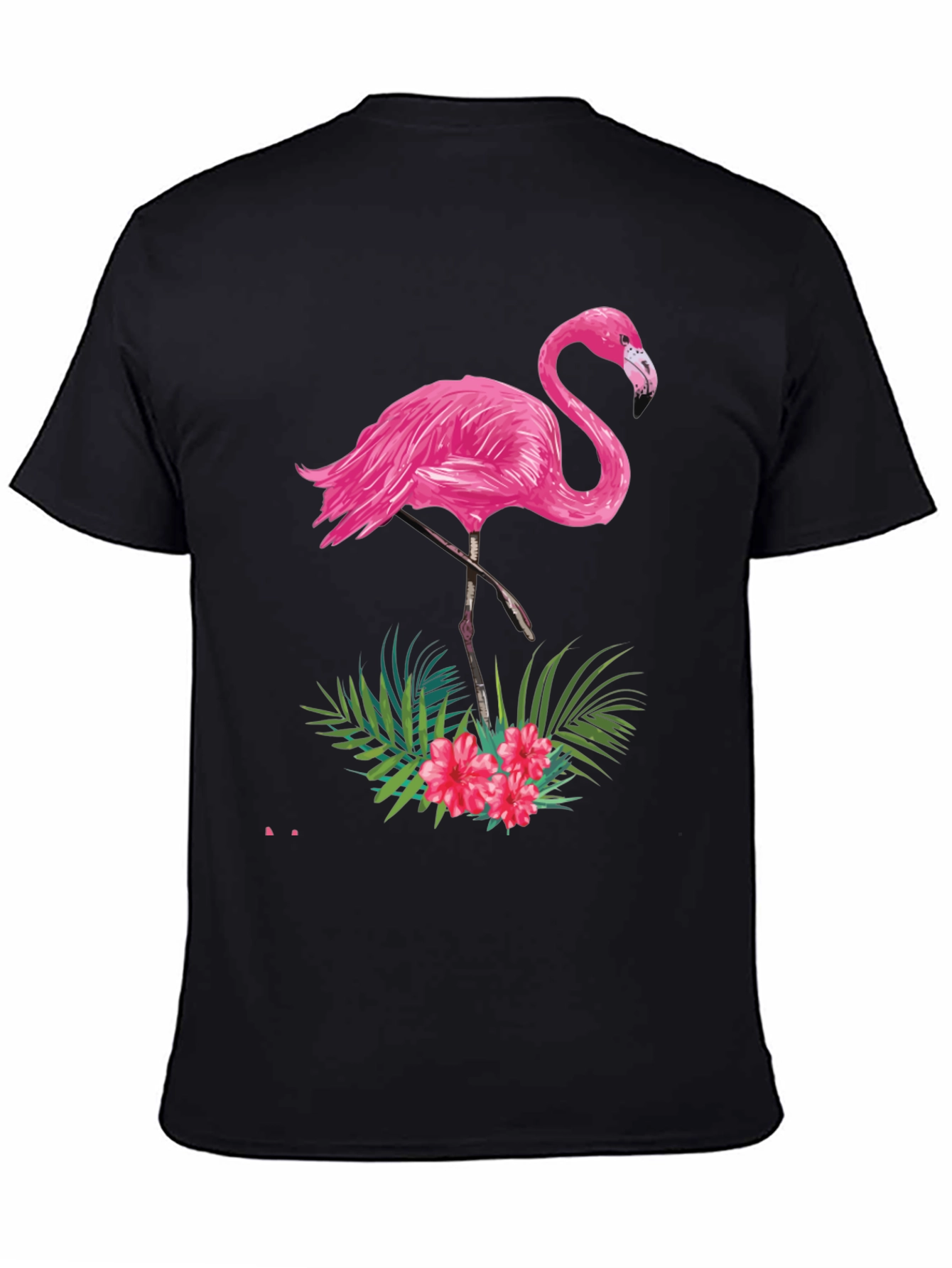 Tropical Flamingo Graphic Tee - Black