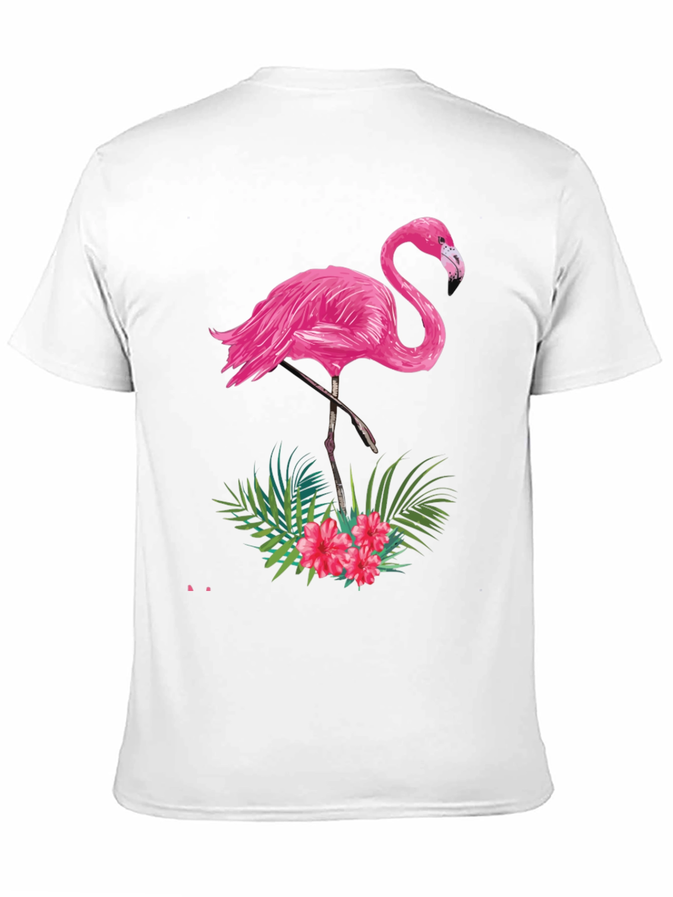 Tropical Flamingo Graphic Tee - Black