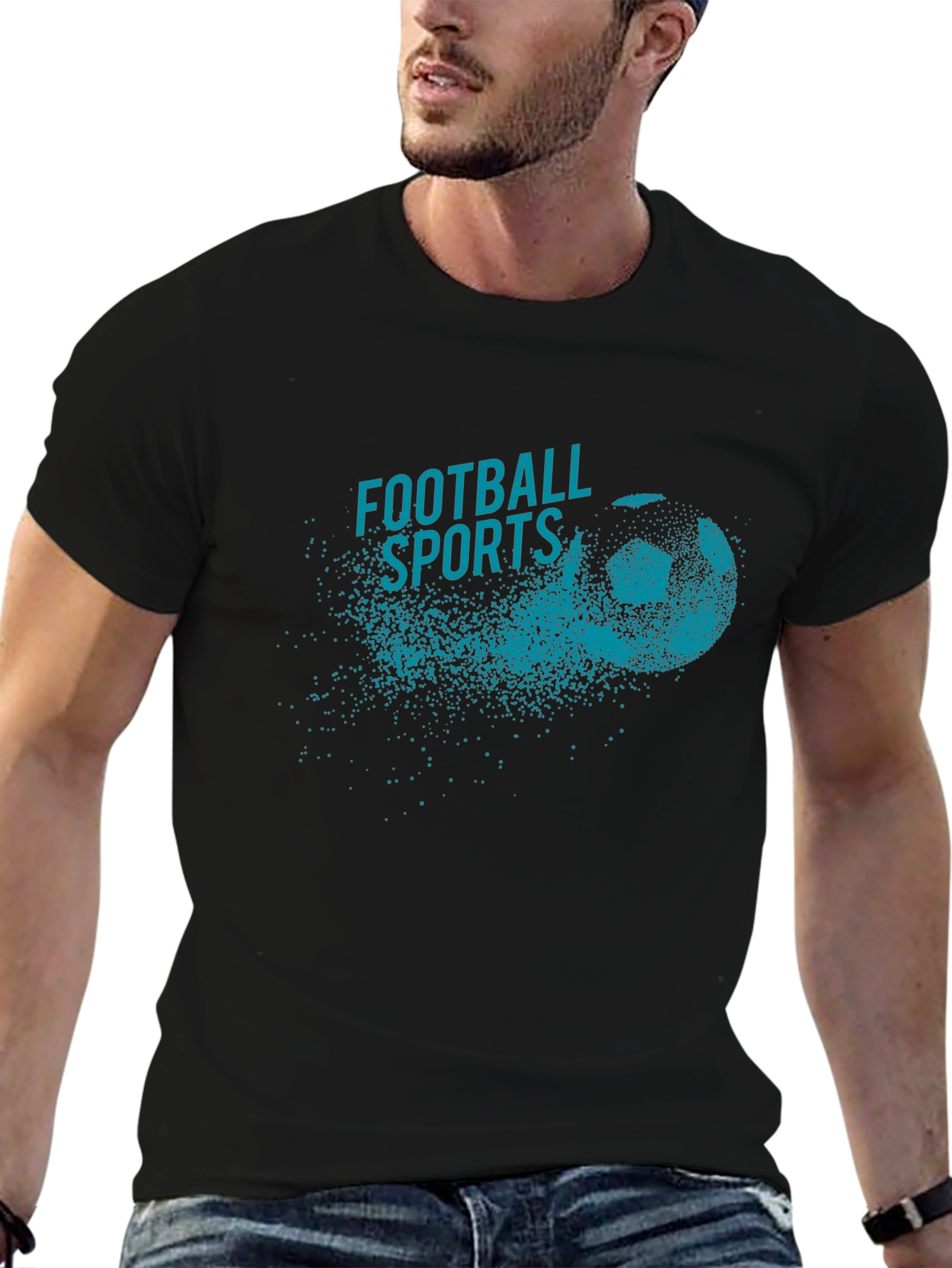 Football Sports Graphic Tee - Black