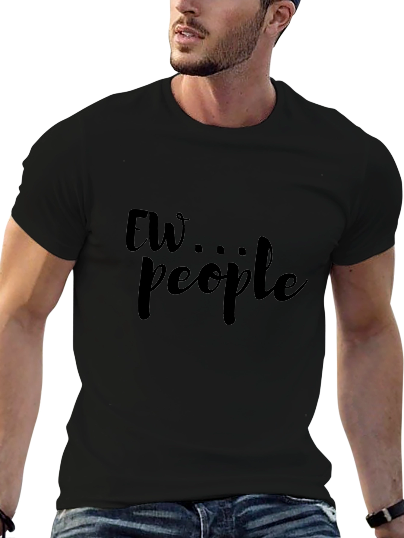 Ew People Graphic Tee - Black Cotton Blend
