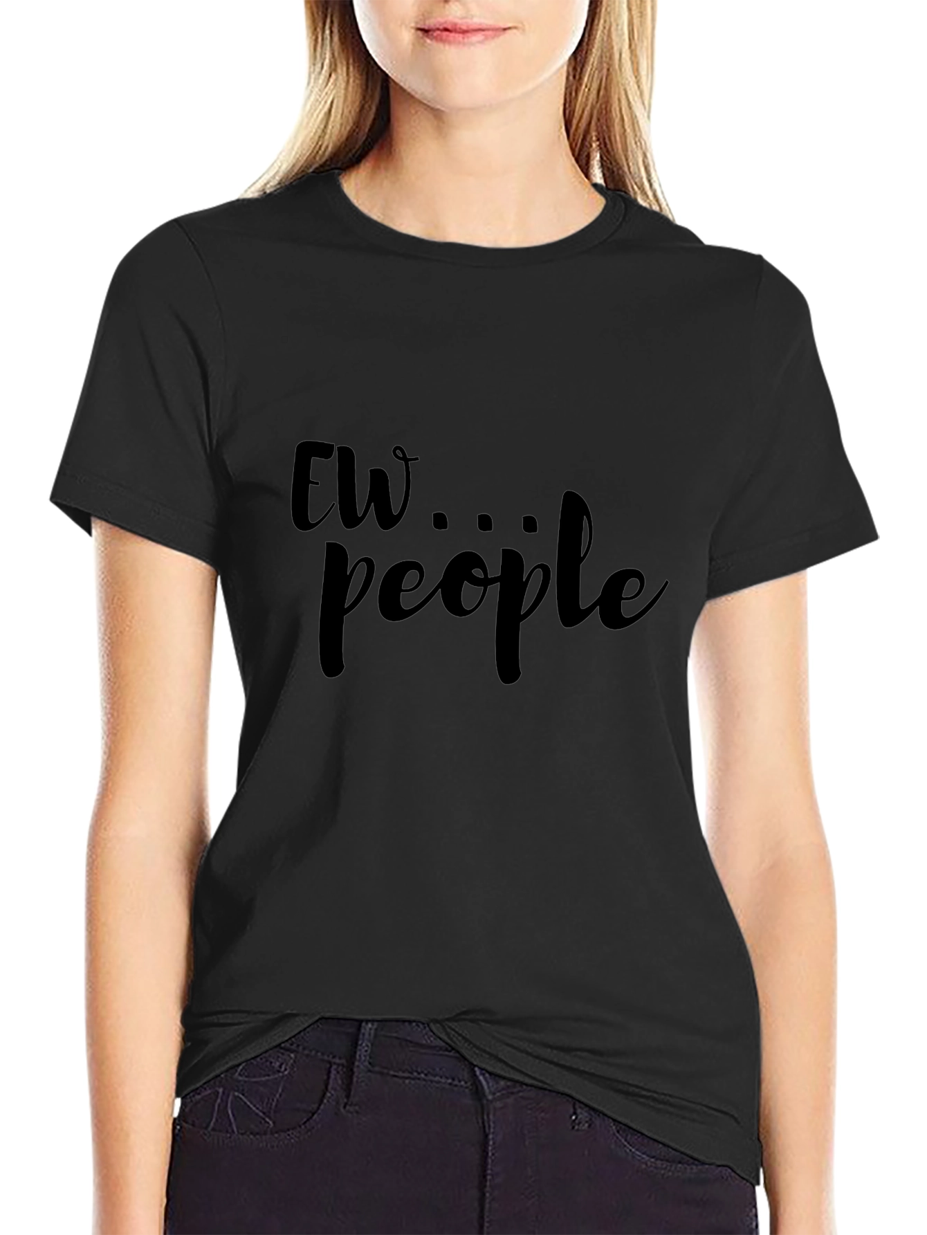 Ew People Graphic Tee - Black Cotton Blend