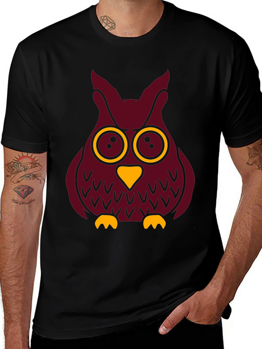 Cool Owl Graphic Tee - Black Cotton T-Shirt