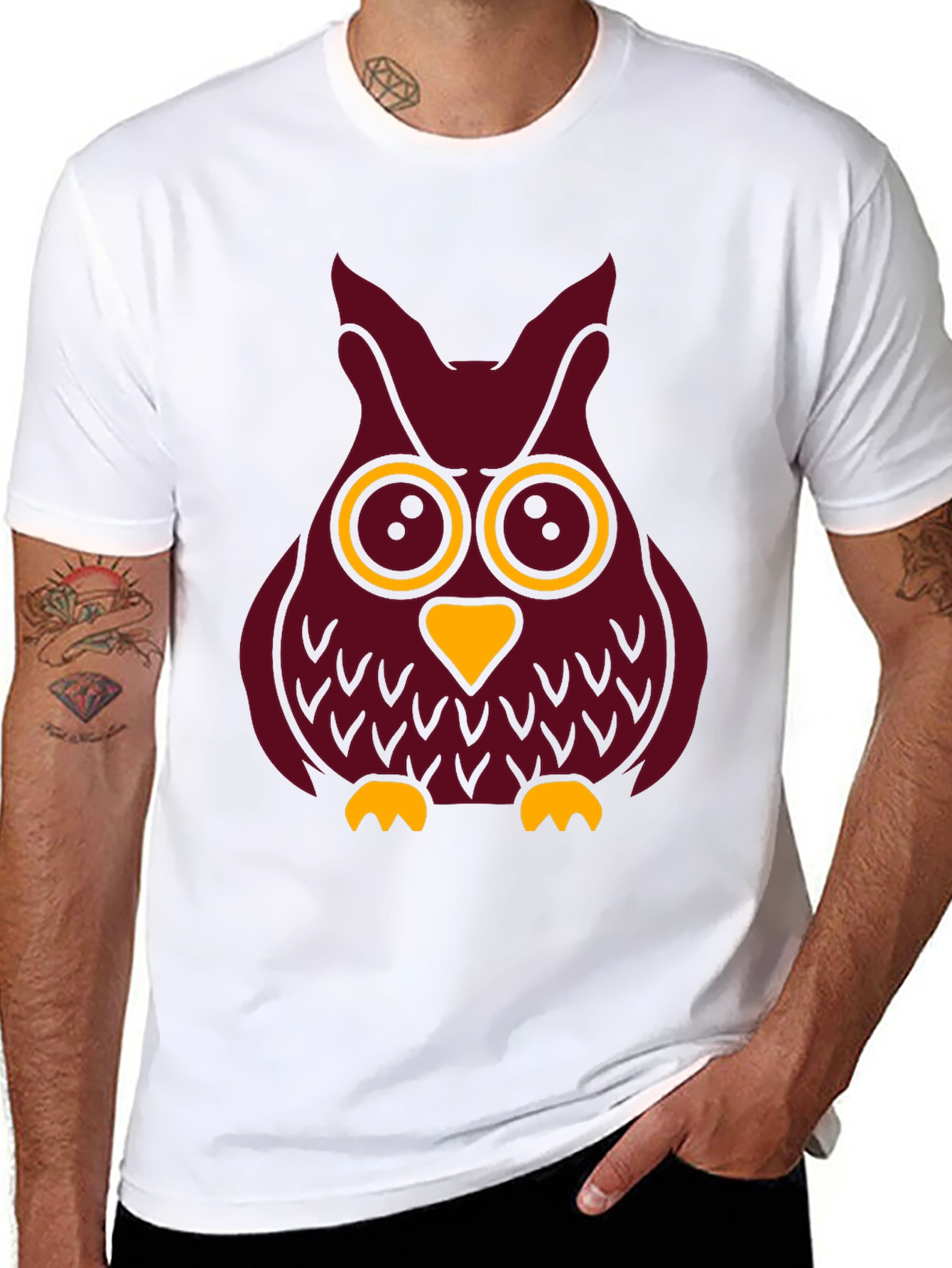 Cool Owl Graphic Tee - Black Cotton T-Shirt