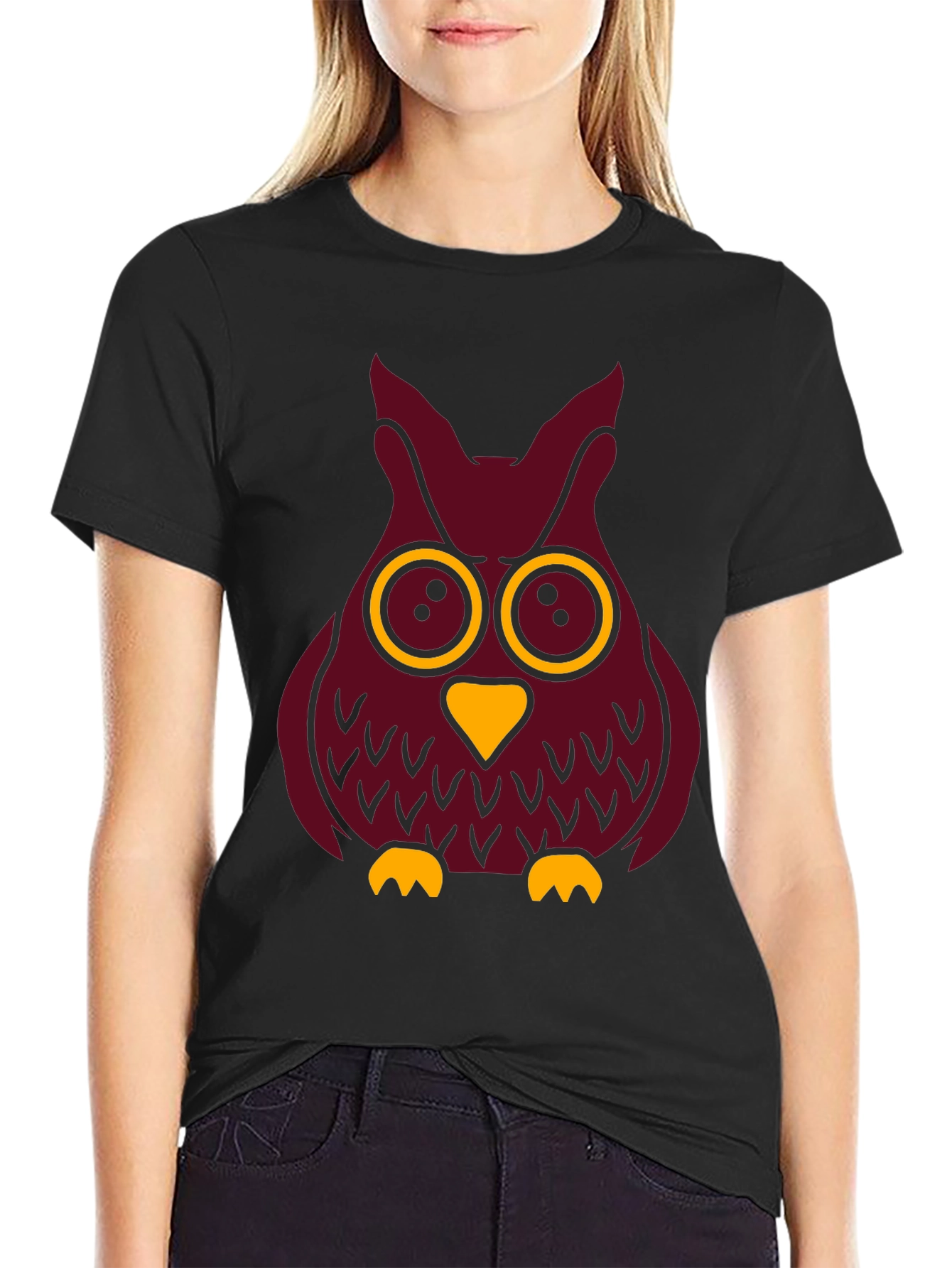 Cool Owl Graphic Tee - Black Cotton T-Shirt