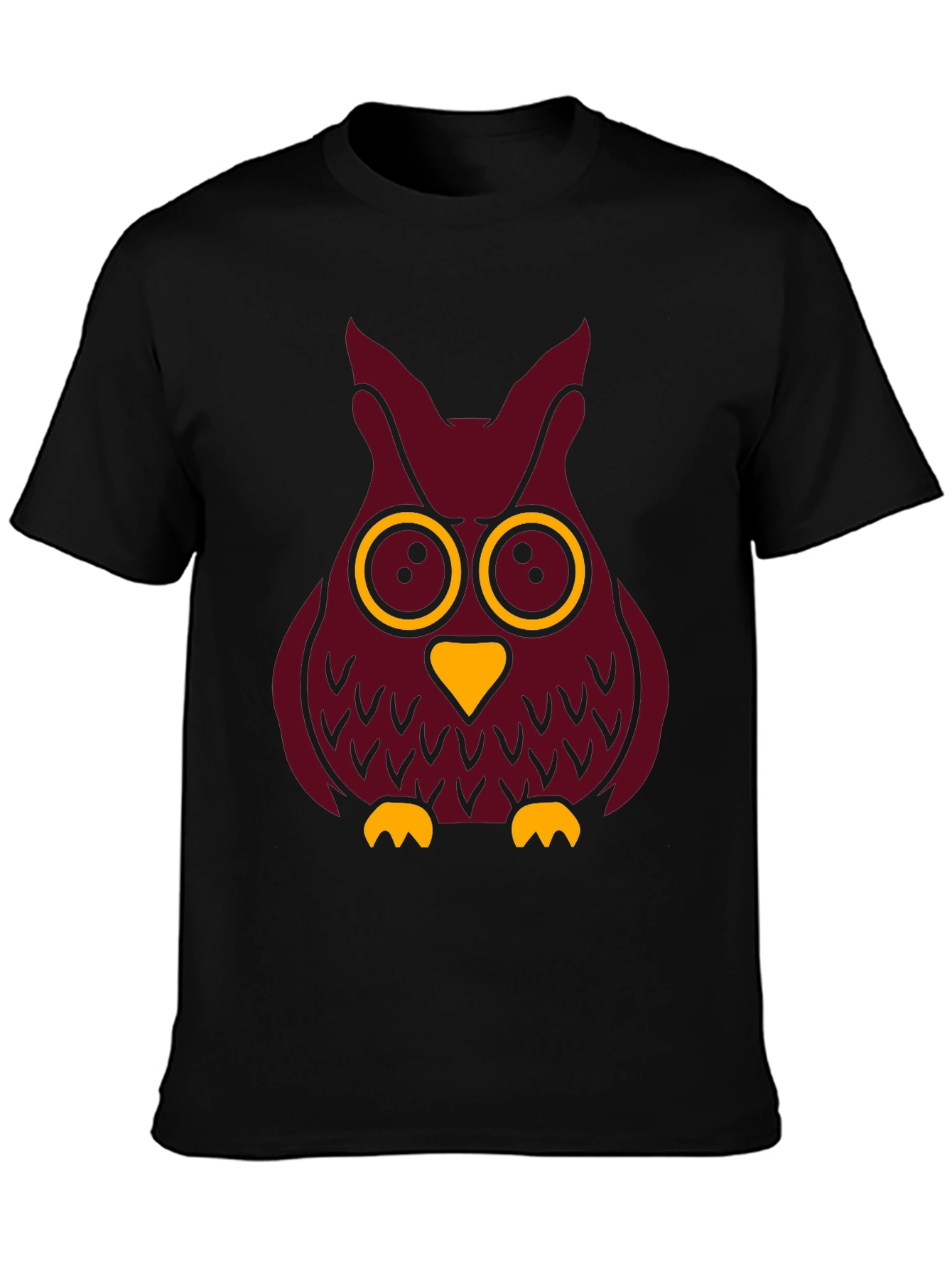 Cool Owl Graphic Tee - Black Cotton T-Shirt
