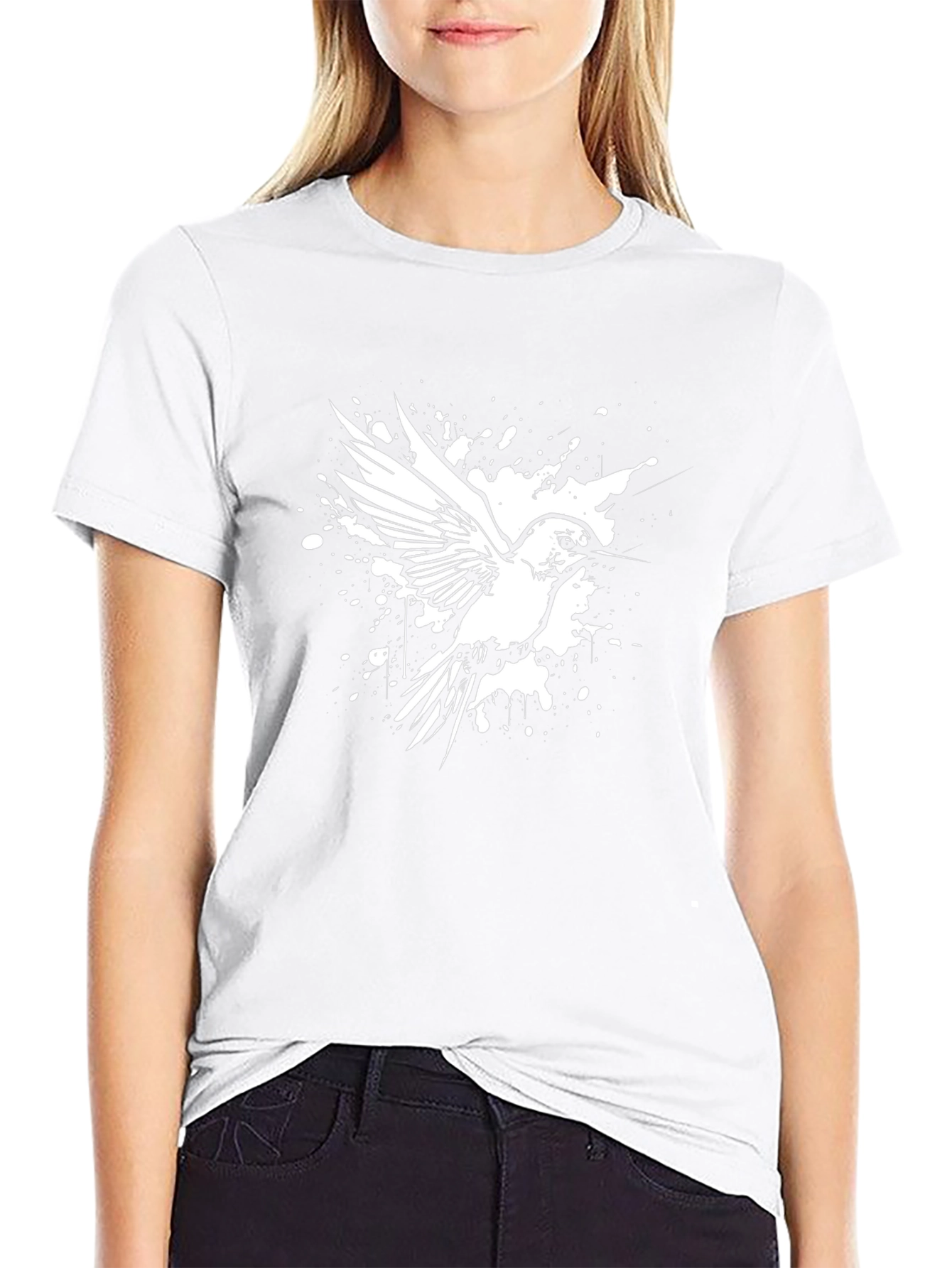 Hummingbird Splatter Graphic Tee - Black