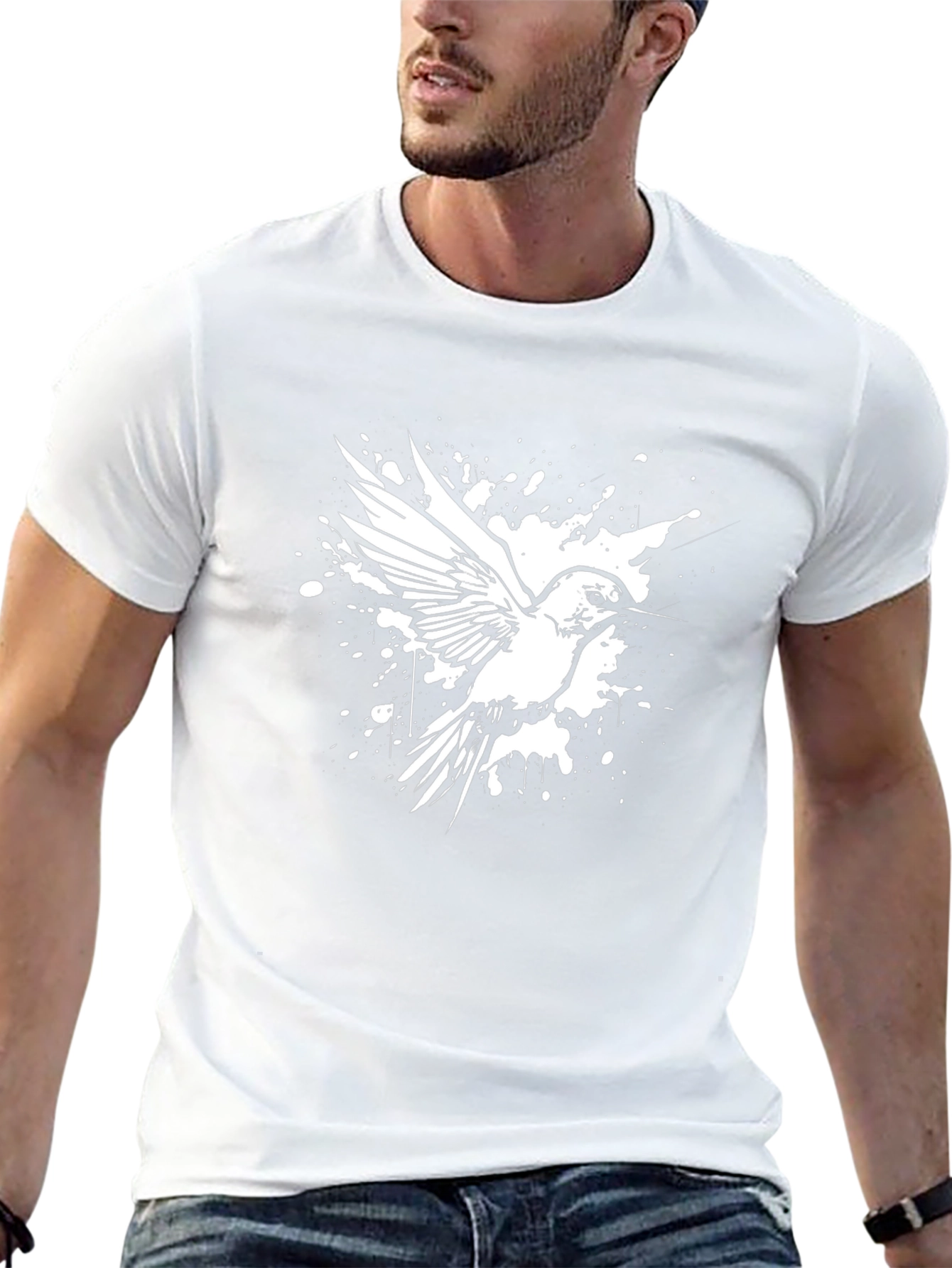Hummingbird Splatter Graphic Tee - Black
