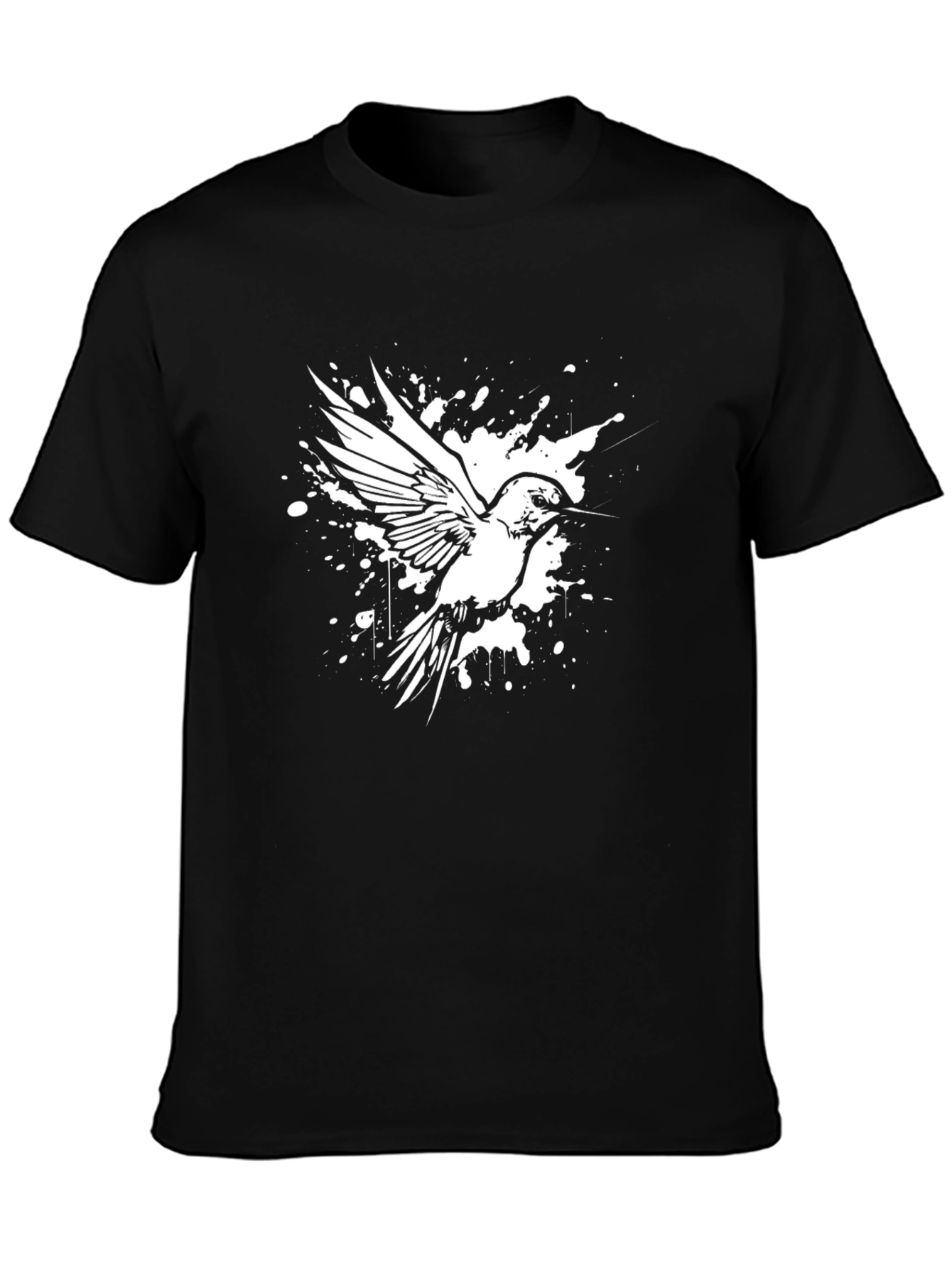 Hummingbird Splatter Graphic Tee - Black