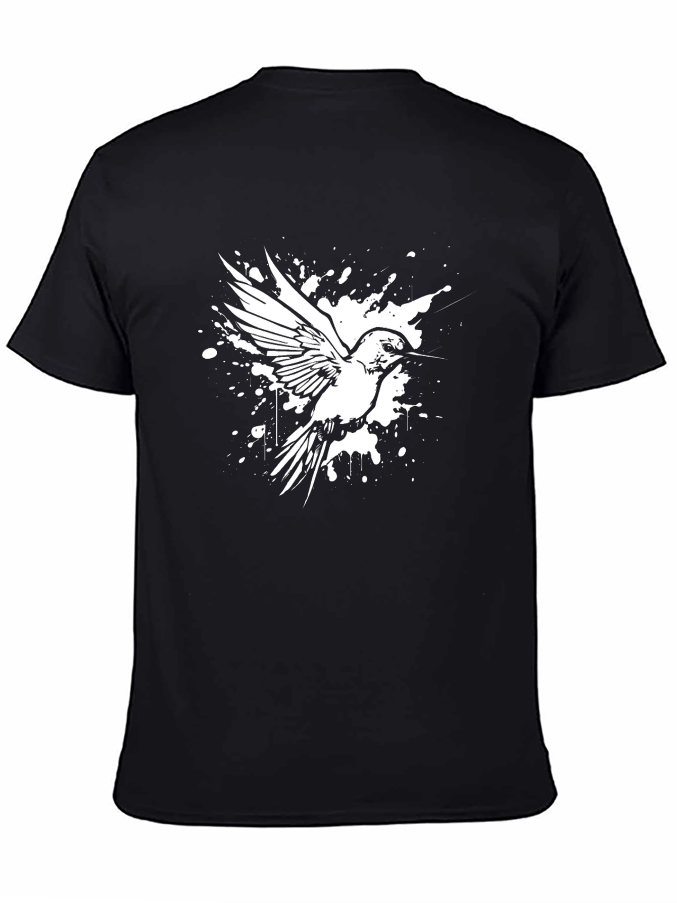 Hummingbird Splatter Graphic Tee - Black
