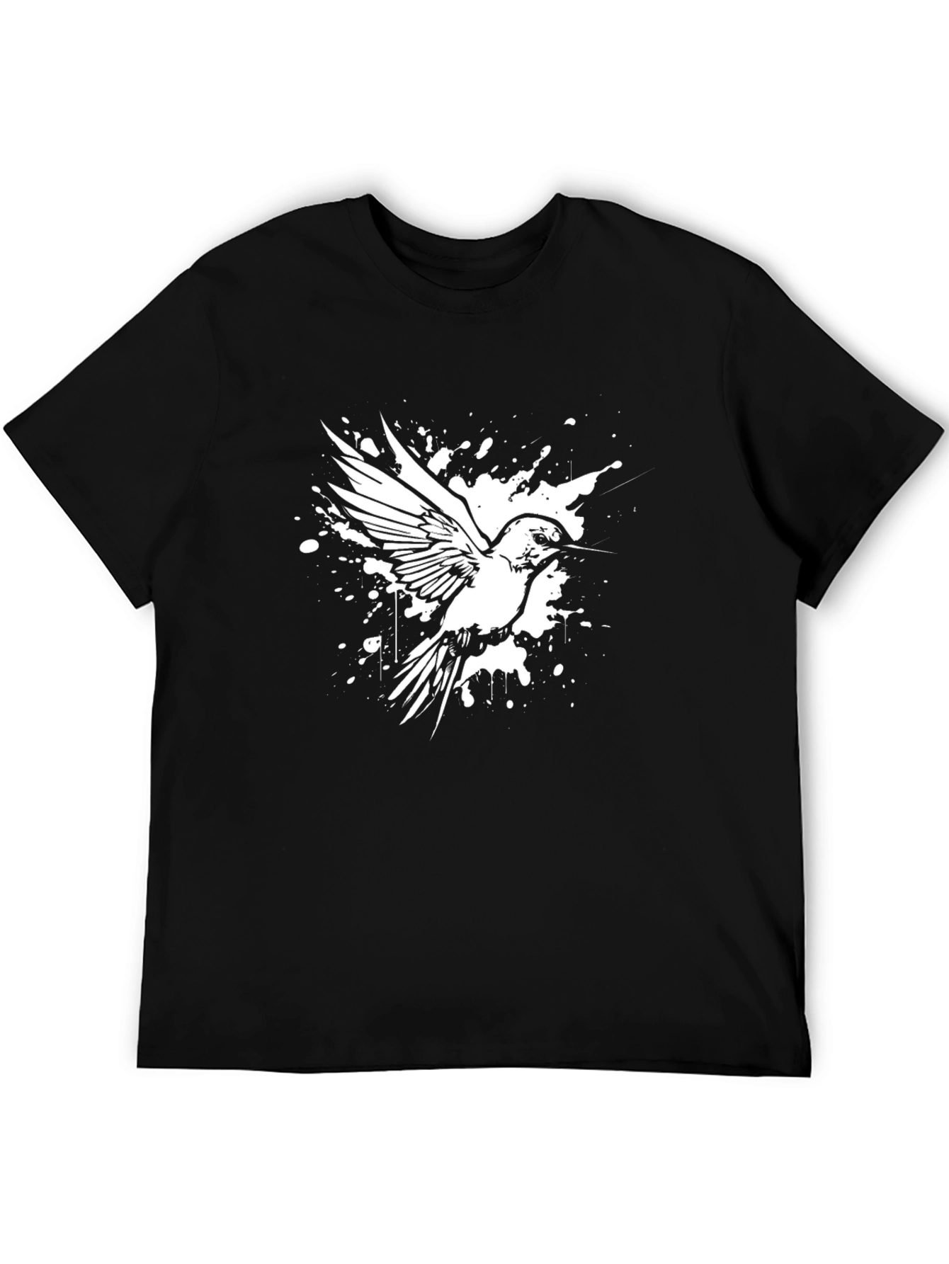 Hummingbird Splatter Graphic Tee - Black