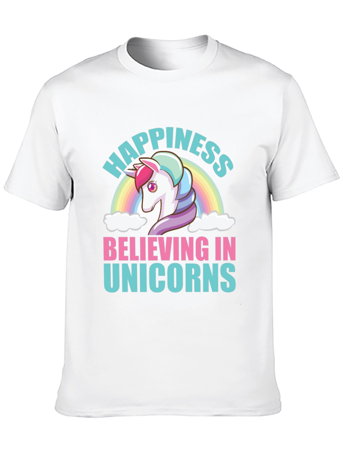 Happiness Believing in Unicorns Black T-Shirt