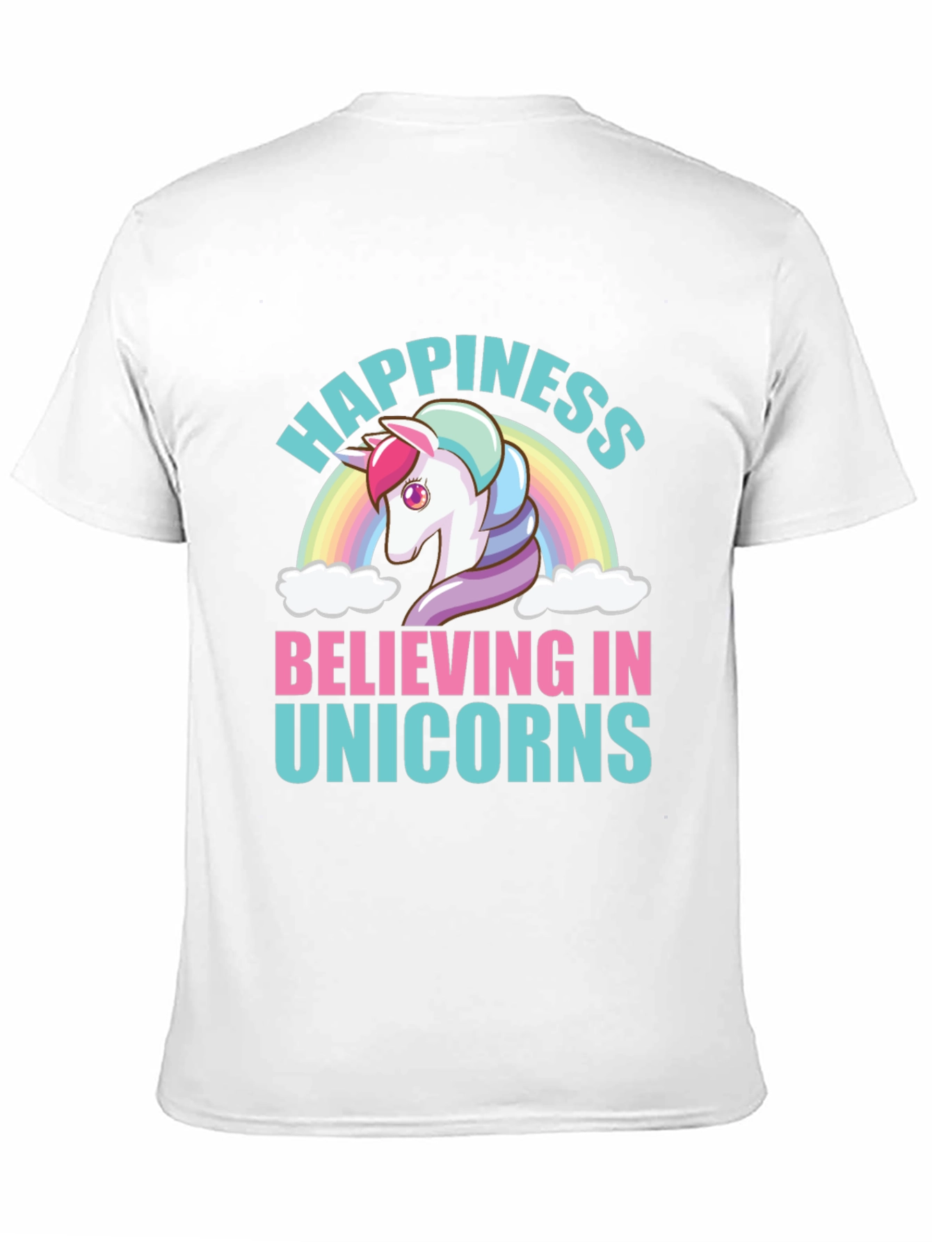 Happiness Believing in Unicorns Black T-Shirt