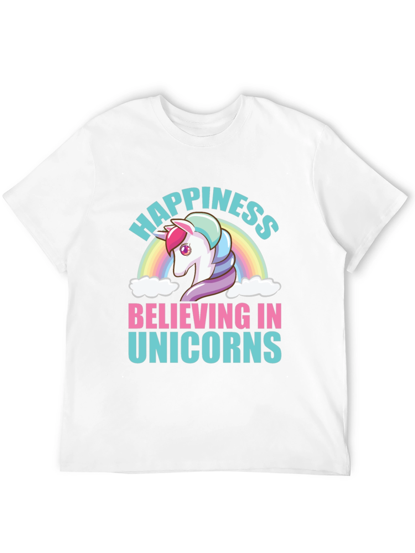 Happiness Believing in Unicorns Black T-Shirt