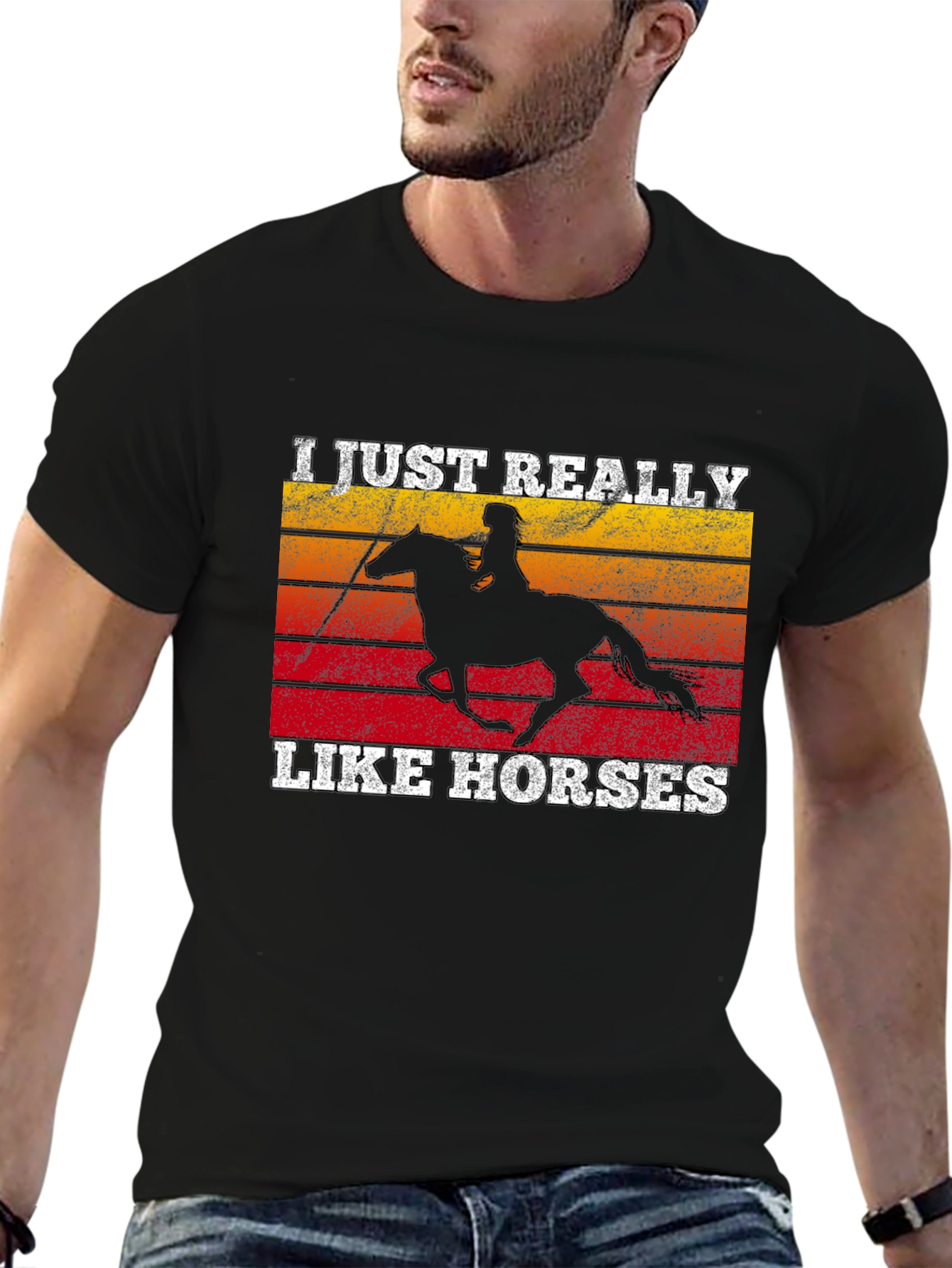 I Just Really Like Horses Black T-Shirt
