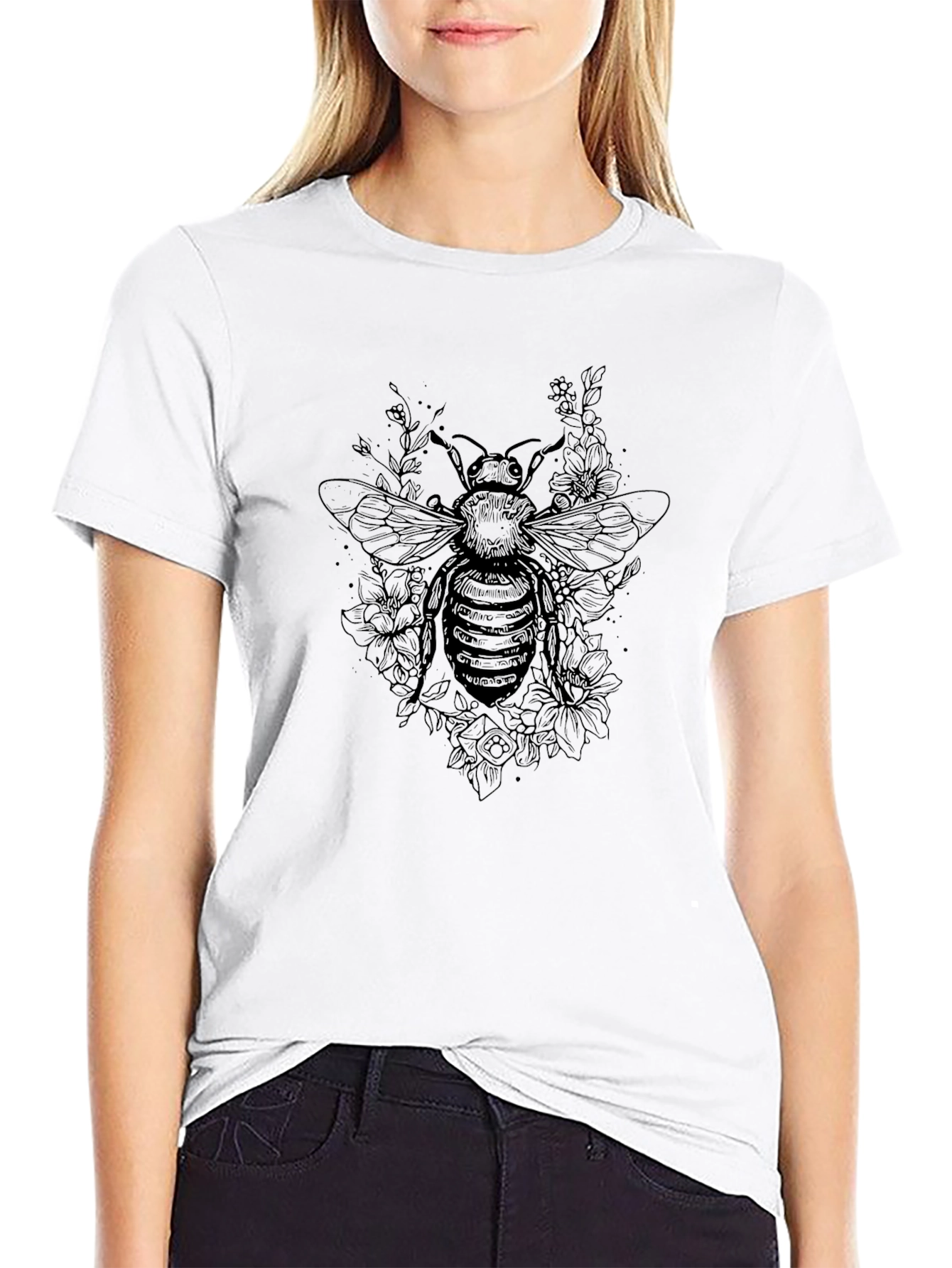 Bee Graphic Black T-Shirt - Nature Lovers Tee