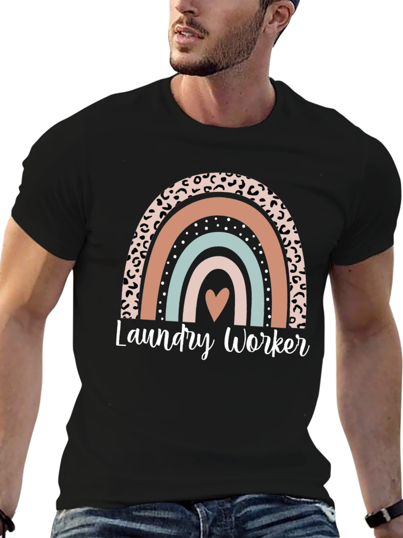 Laundry Worker Leopard Rainbow T-Shirt