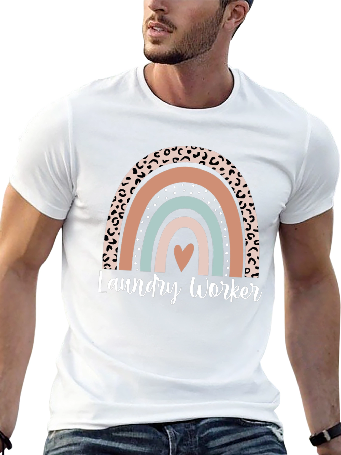 Laundry Worker Leopard Rainbow T-Shirt
