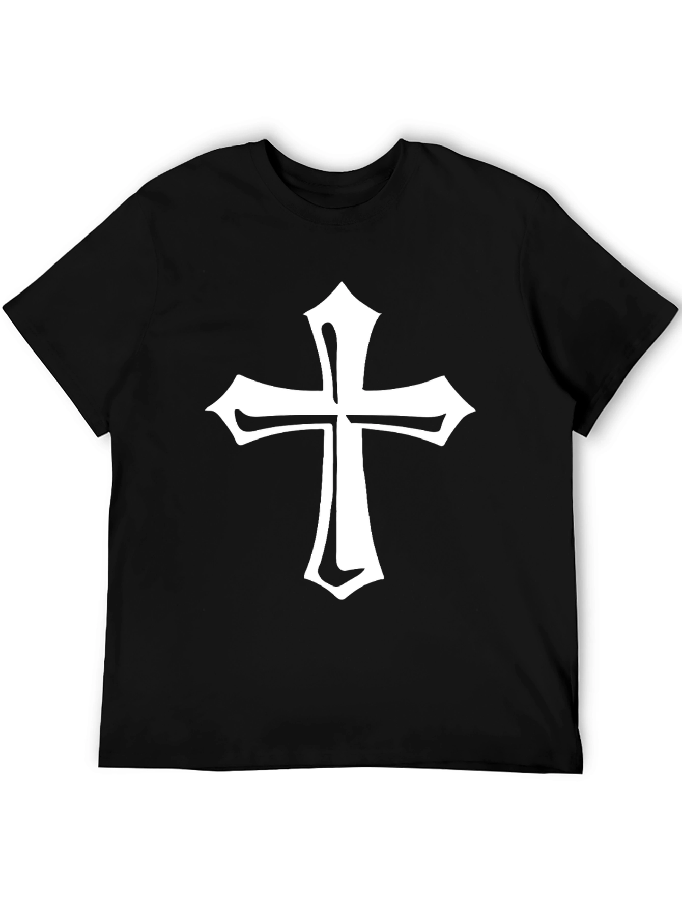 Black Tee with White Cross Graphic