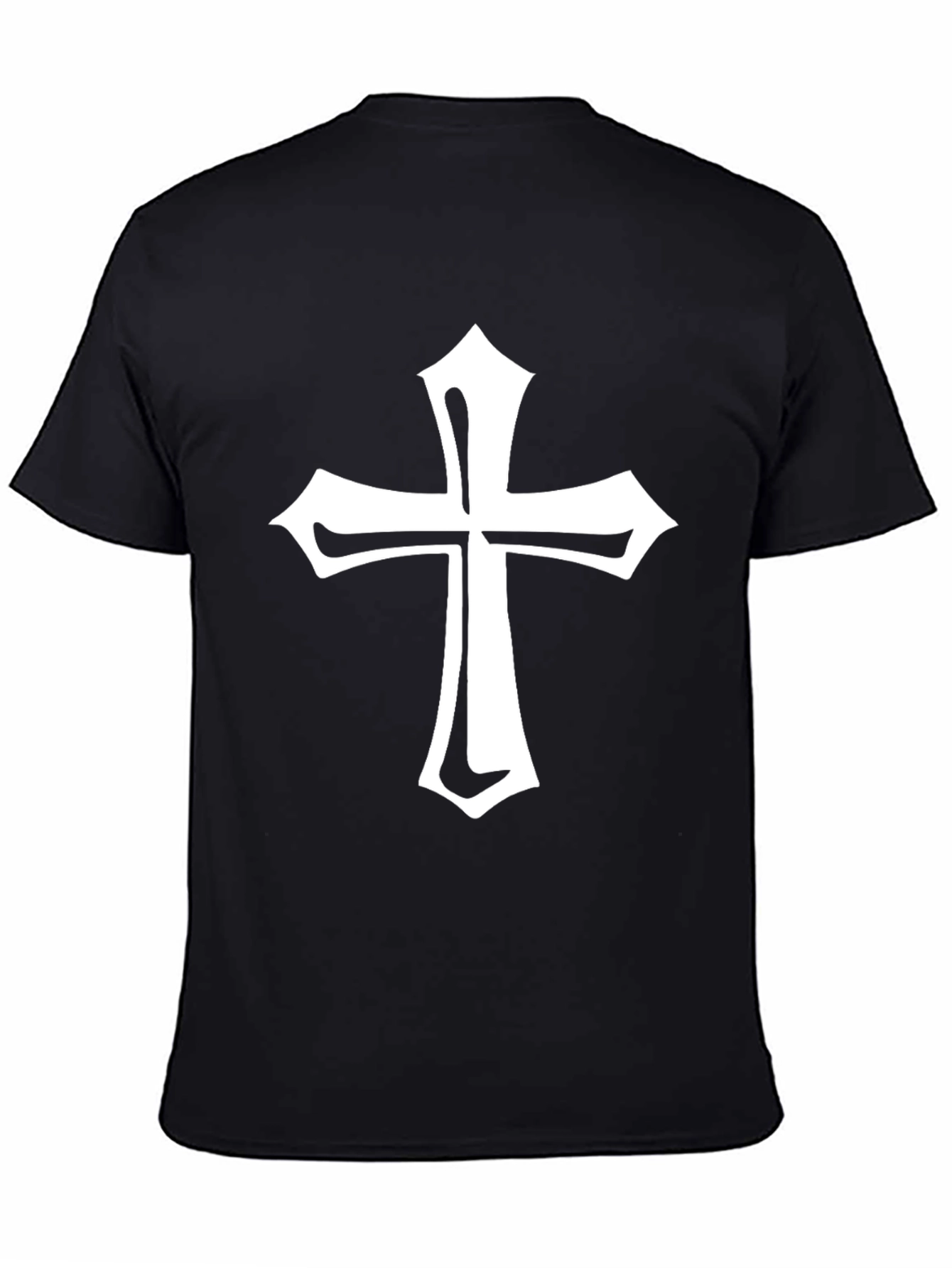 Black Tee with White Cross Graphic