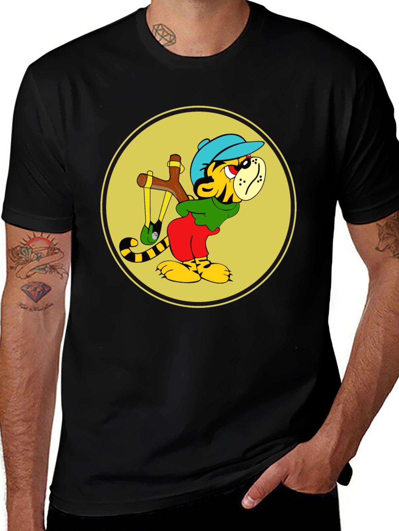 Tiger Slingshot T-Shirt - Cool Cartoon Graphic Tee