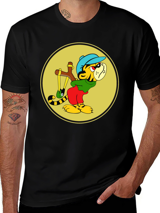 Tiger Slingshot T-Shirt - Cool Cartoon Graphic Tee