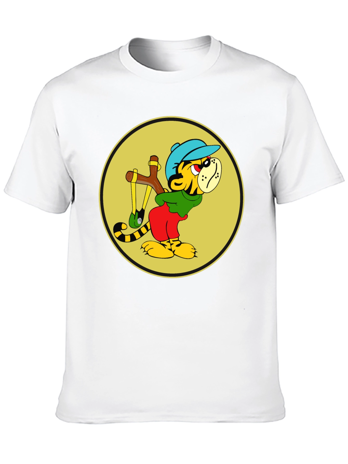 Tiger Slingshot T-Shirt - Cool Cartoon Graphic Tee