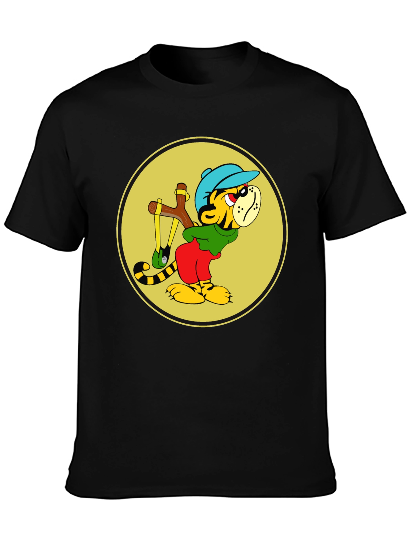 Tiger Slingshot T-Shirt - Cool Cartoon Graphic Tee