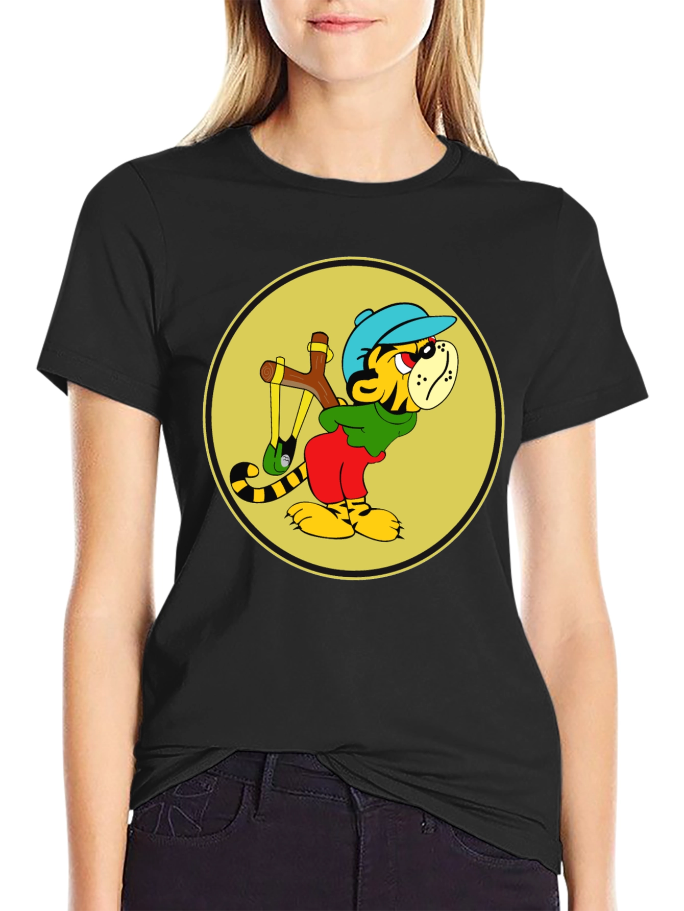 Tiger Slingshot T-Shirt - Cool Cartoon Graphic Tee