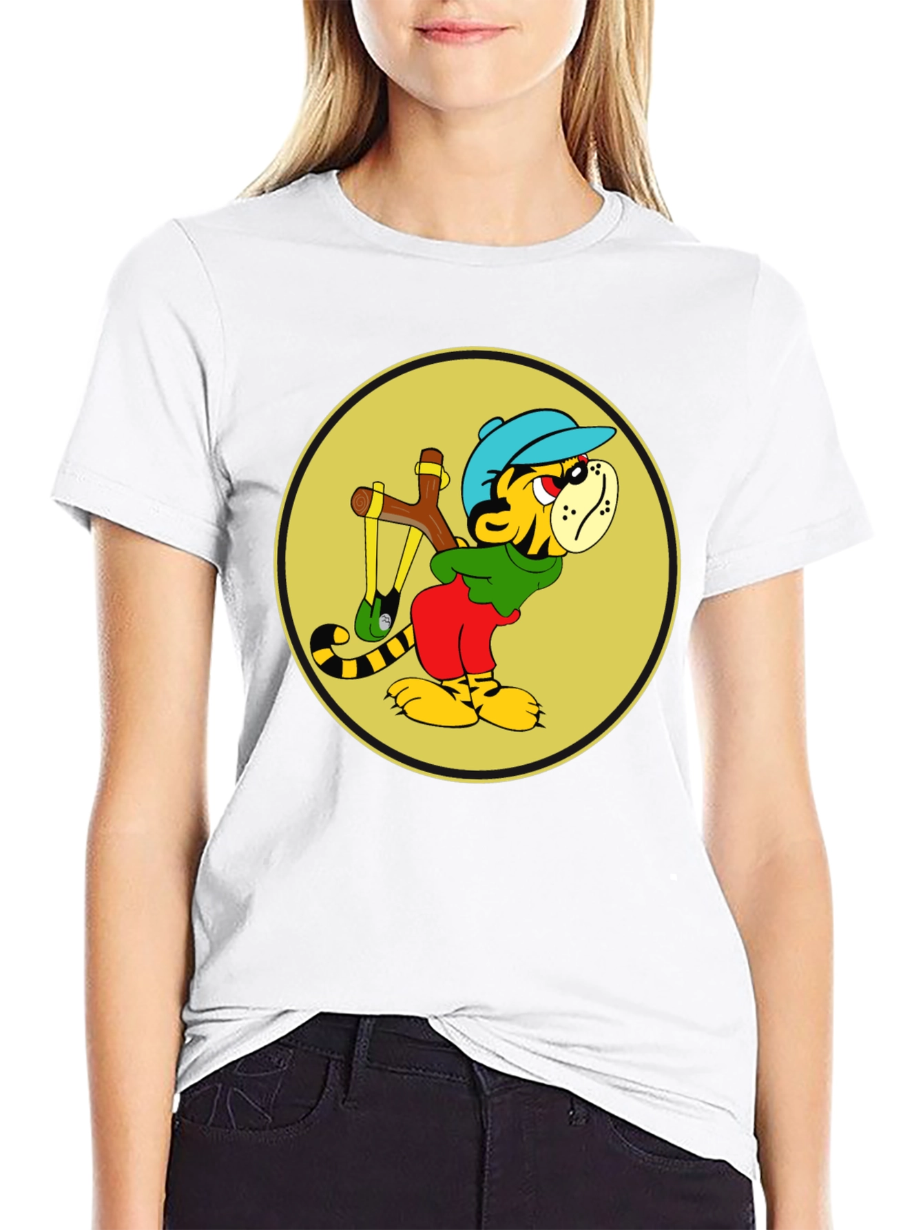 Tiger Slingshot T-Shirt - Cool Cartoon Graphic Tee
