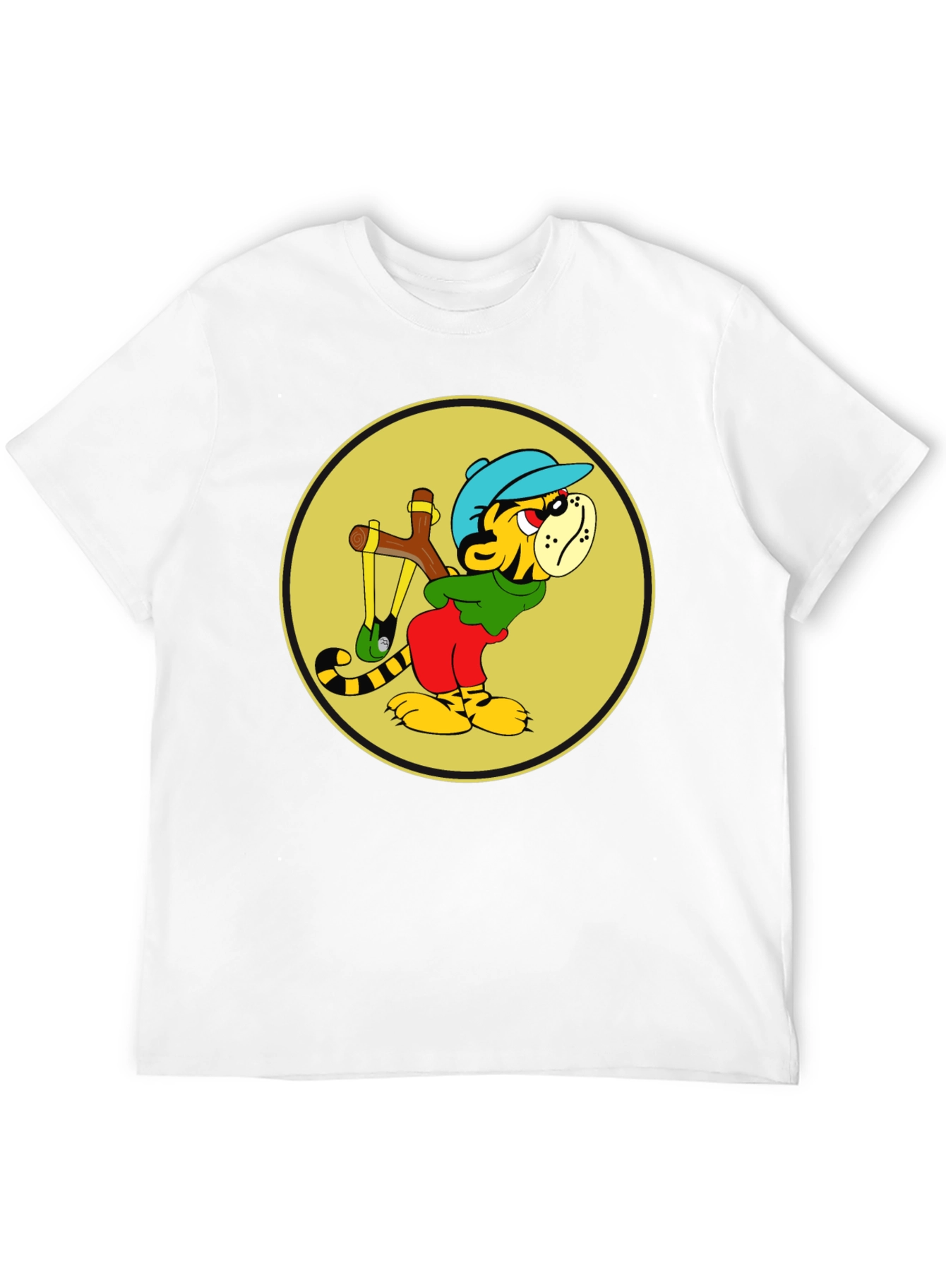 Tiger Slingshot T-Shirt - Cool Cartoon Graphic Tee