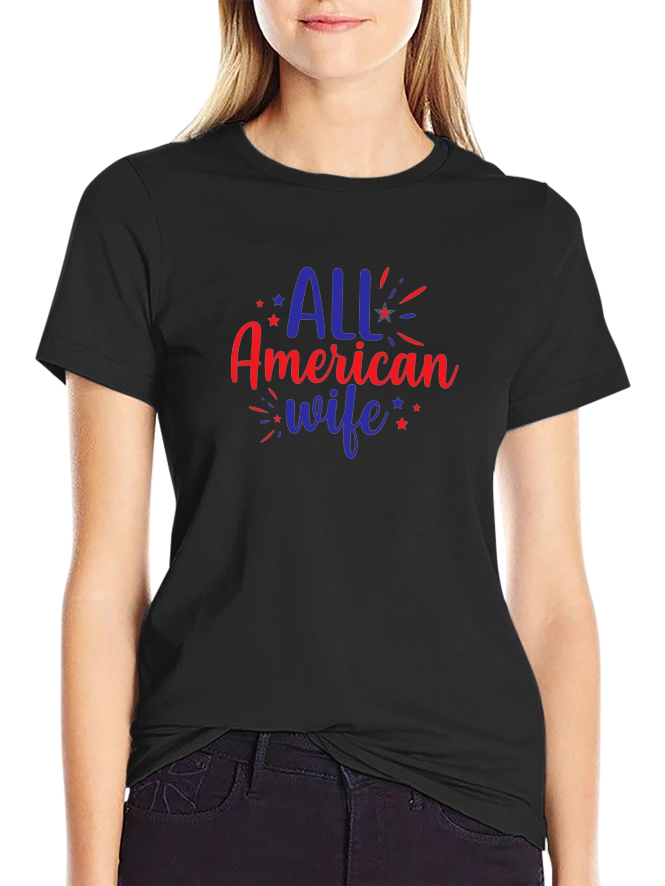 All American Wife Graphic Tee - Patriotic Design