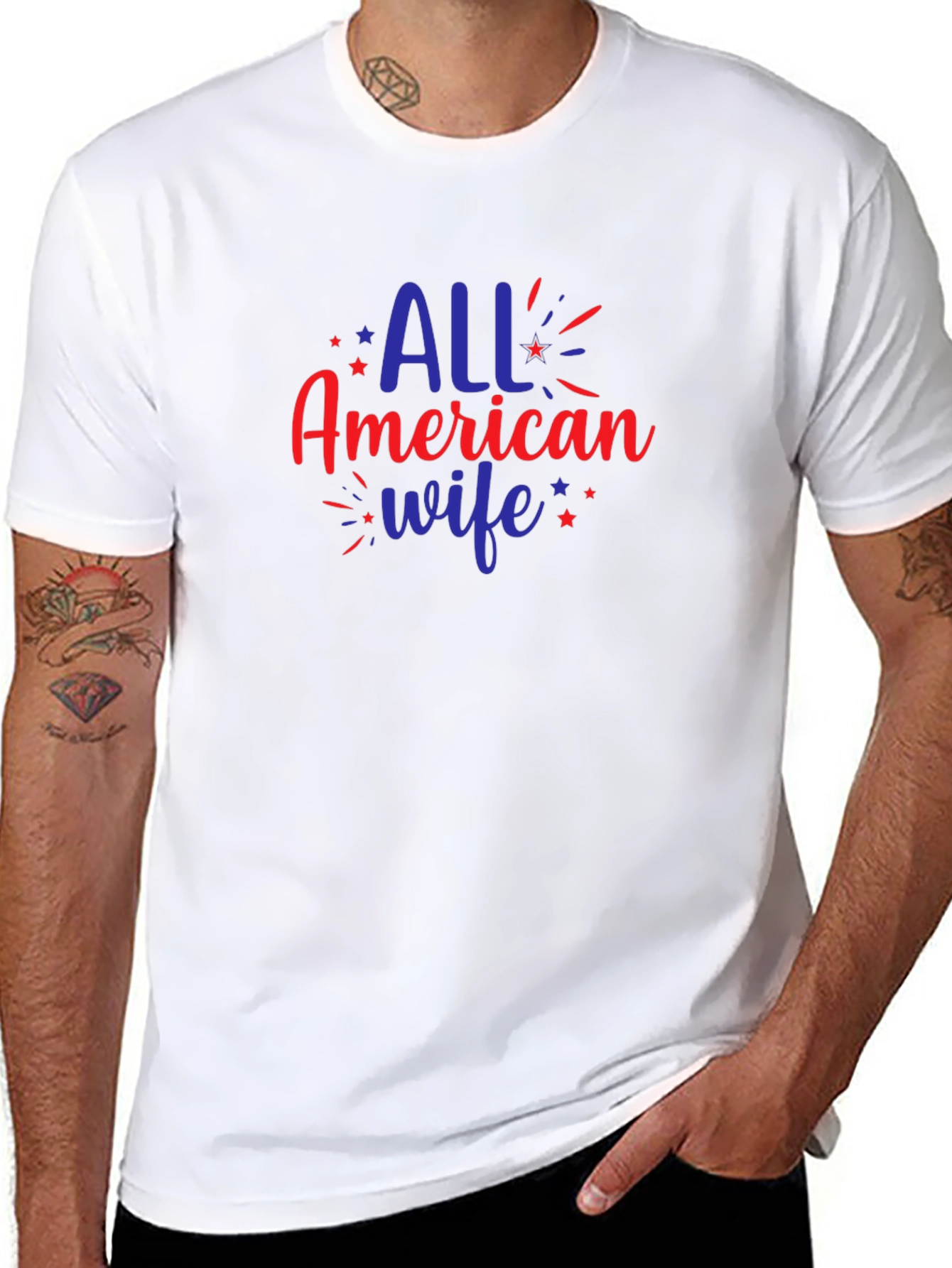 All American Wife Graphic Tee - Patriotic Design