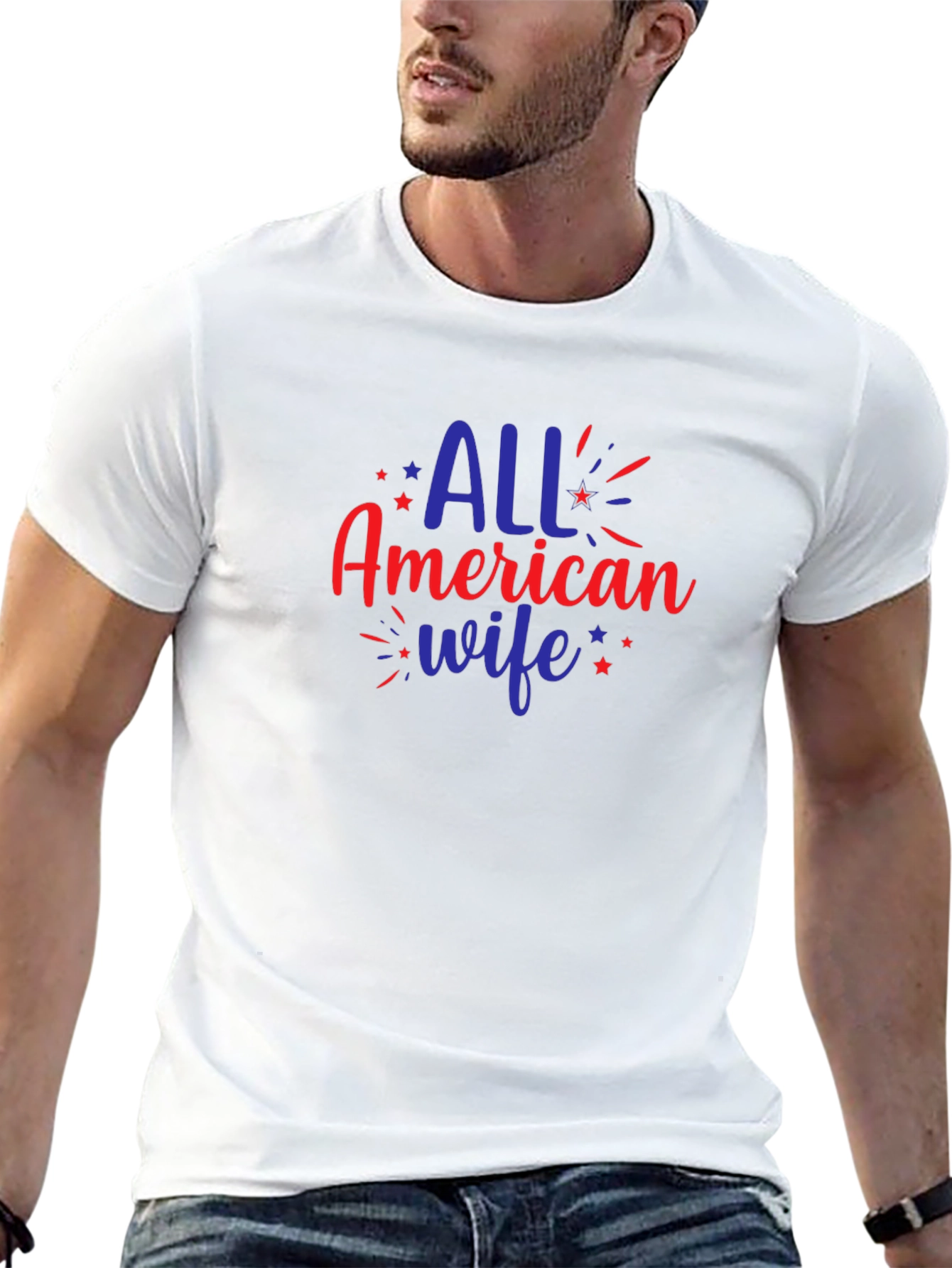 All American Wife Graphic Tee - Patriotic Design