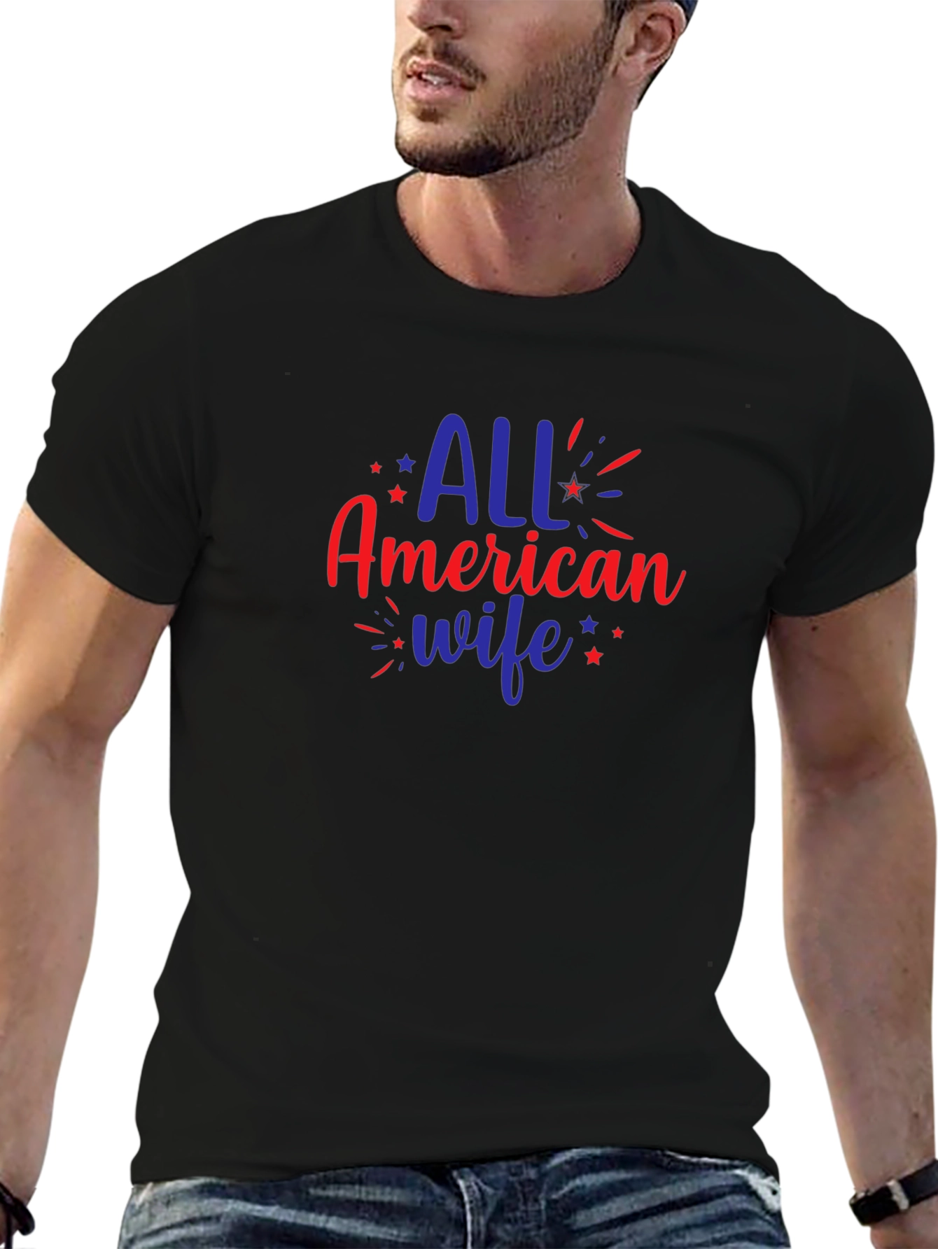 All American Wife Graphic Tee - Patriotic Design