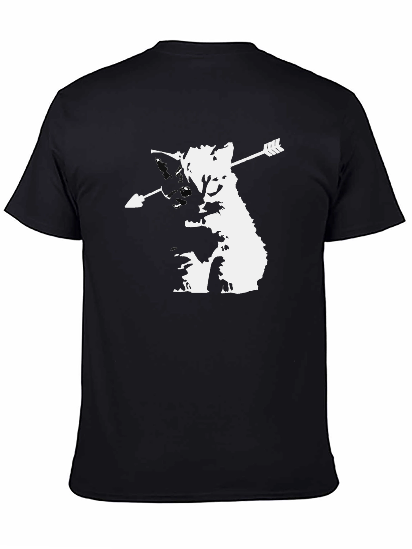Arrow Cat Graphic Tee - Black Cotton T-Shirt