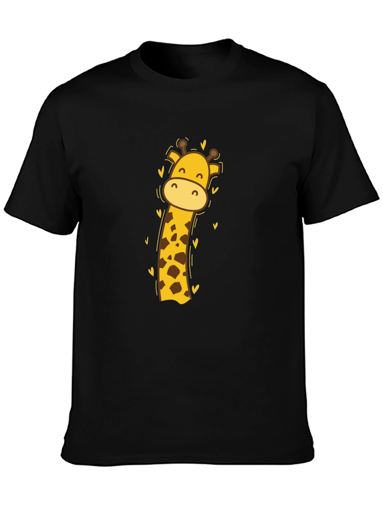 Cute Giraffe Graphic Tee - Black Cotton Blend