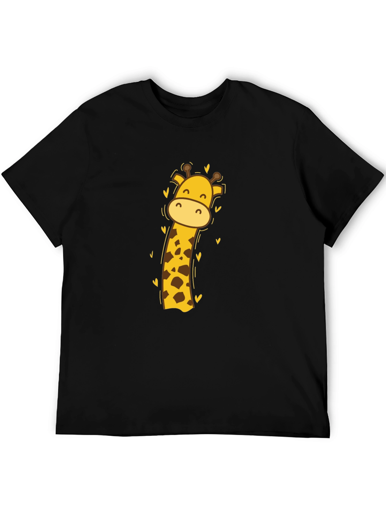 Cute Giraffe Graphic Tee - Black Cotton Blend