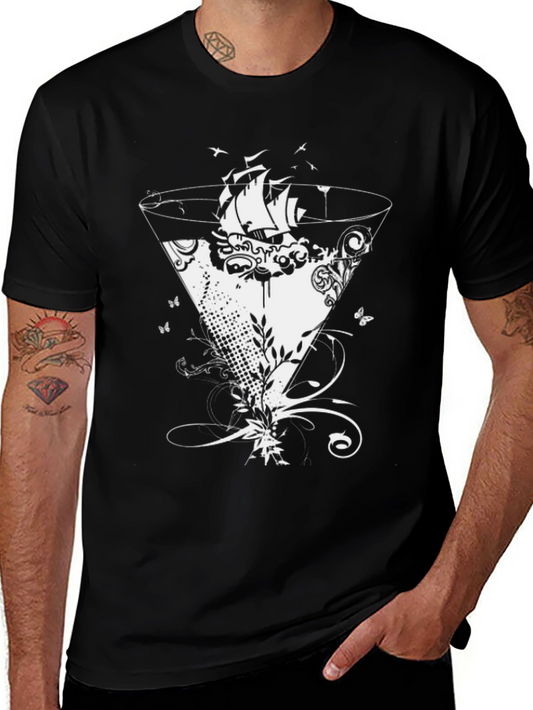 Nautical Cocktail Graphic Tee - Black