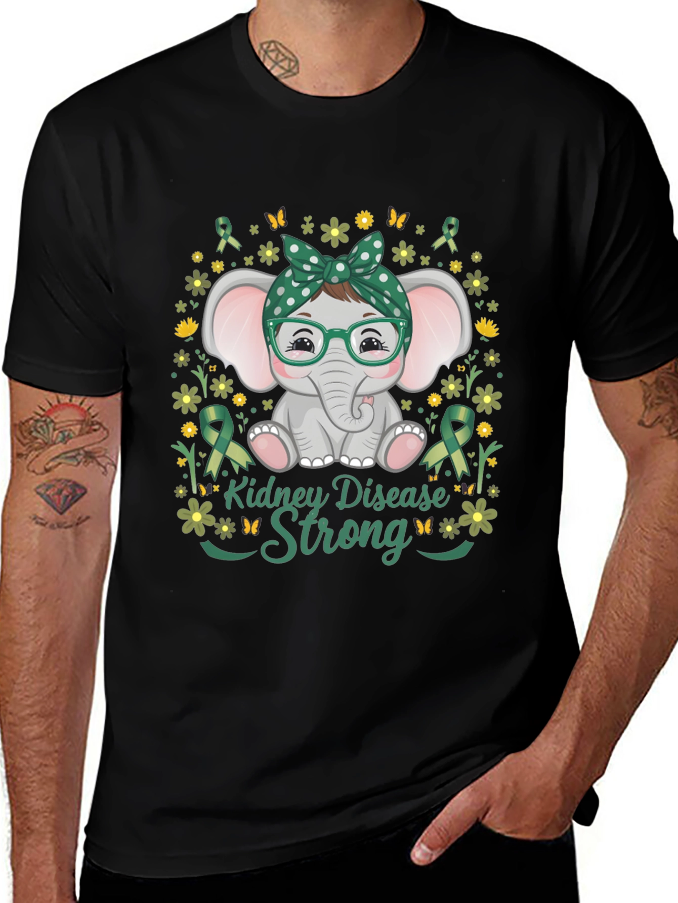 Kidney Disease Awareness Strong Elephant T-Shirt